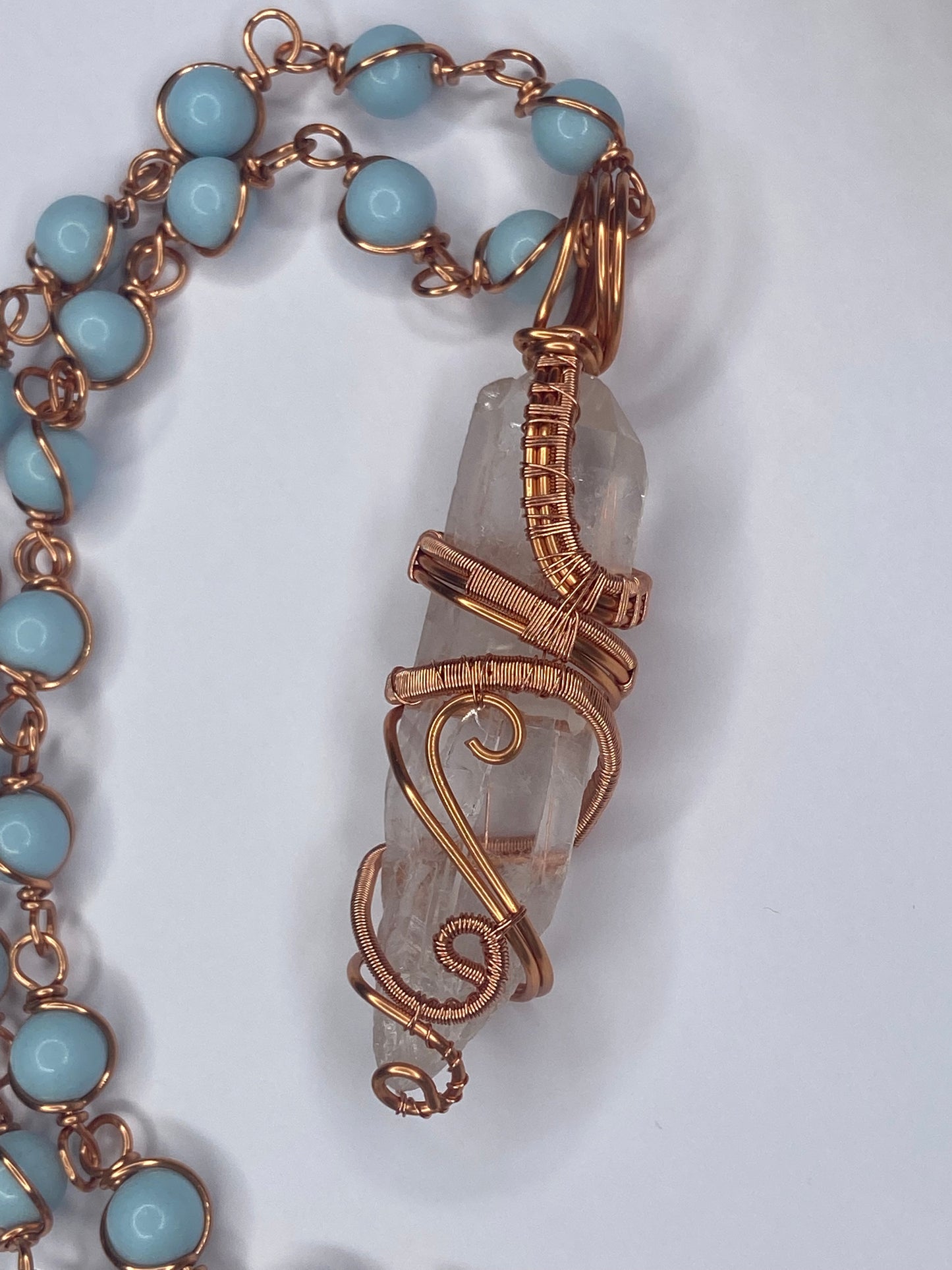 Luxury Clear Quartz +Angelite Masterpiece Pendant