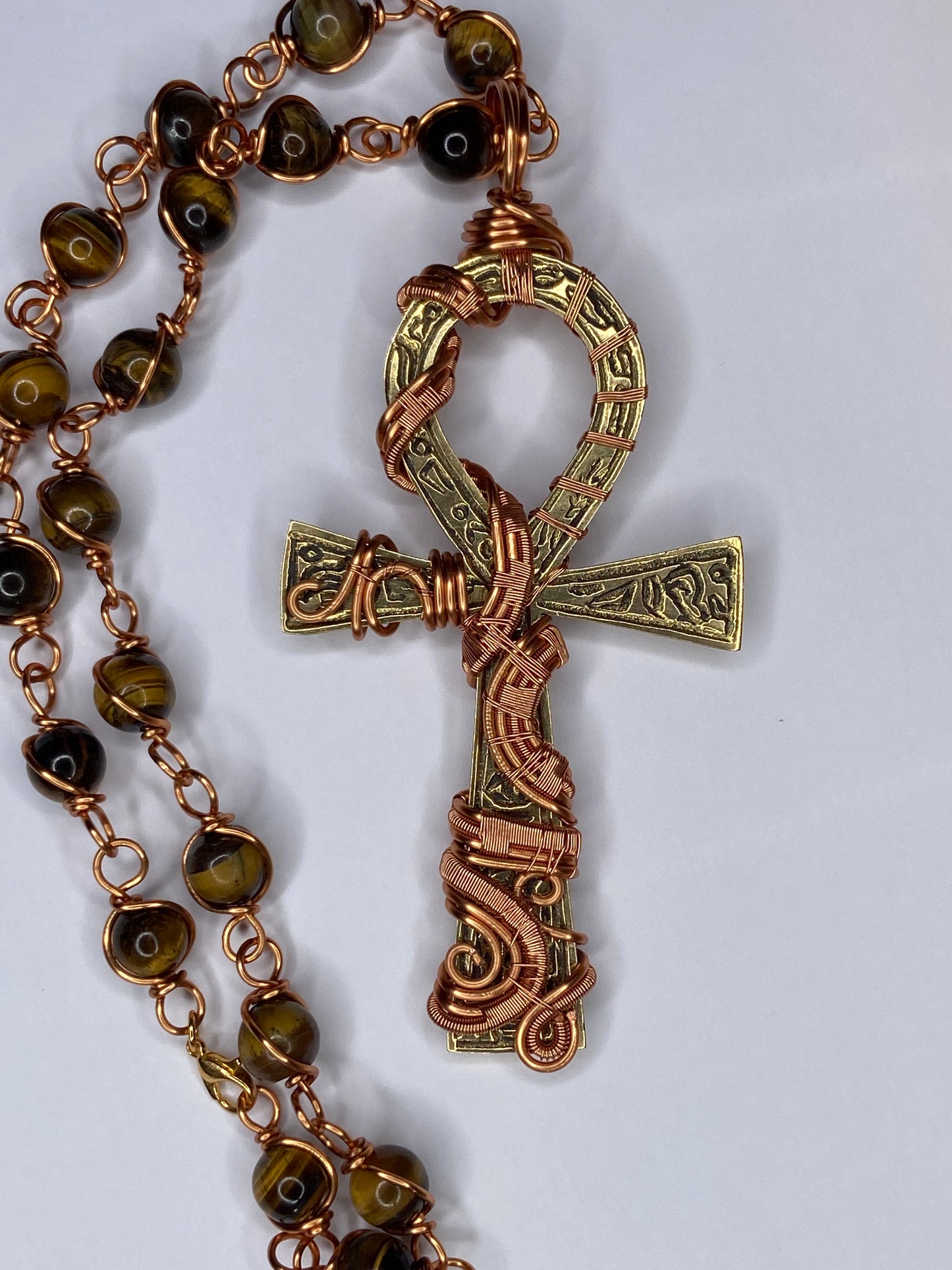 Luxury Egyptian Ankh Tigers Eye Masterpiece Pendant