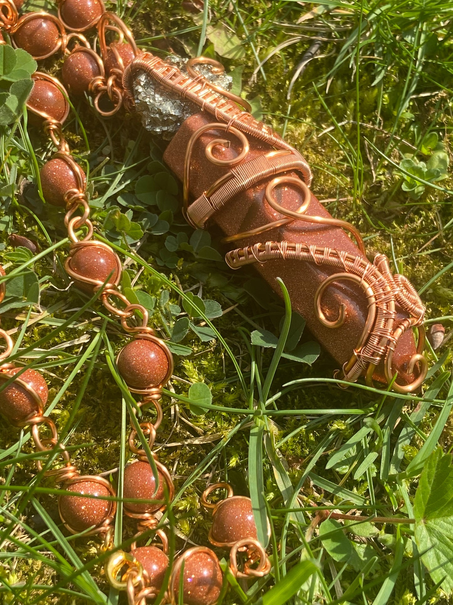Red Goldstone/Pyrite Reiki Infused Masterpiece Healing Pendant