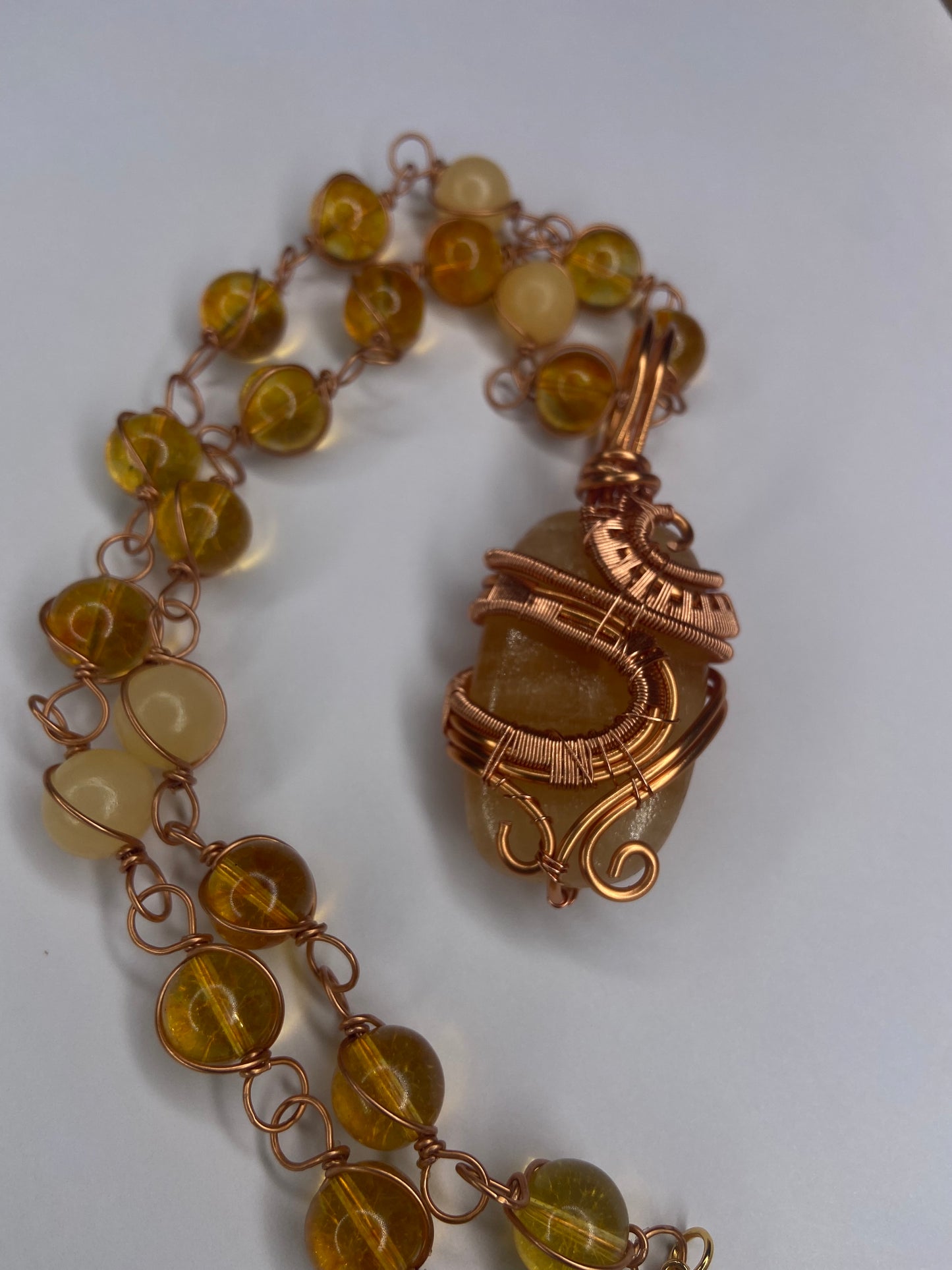 Luxury Honey Calcite+ Citrine Masterpiece Pendant
