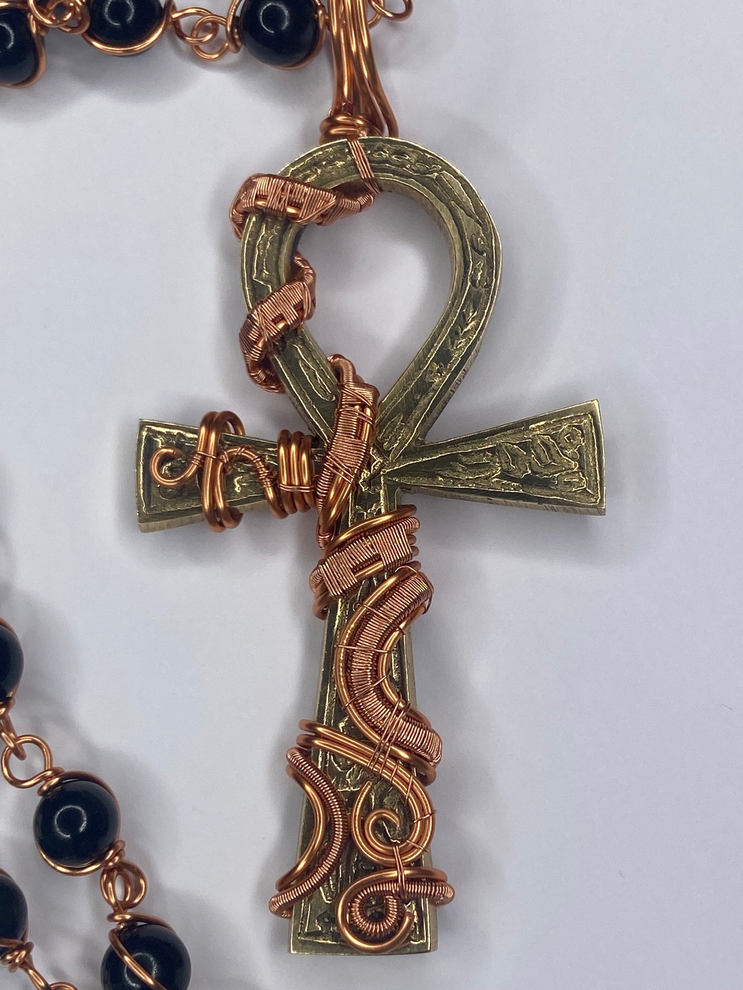 4in. Ankh +Golden Obsidian Masterpiece Healing Pendant