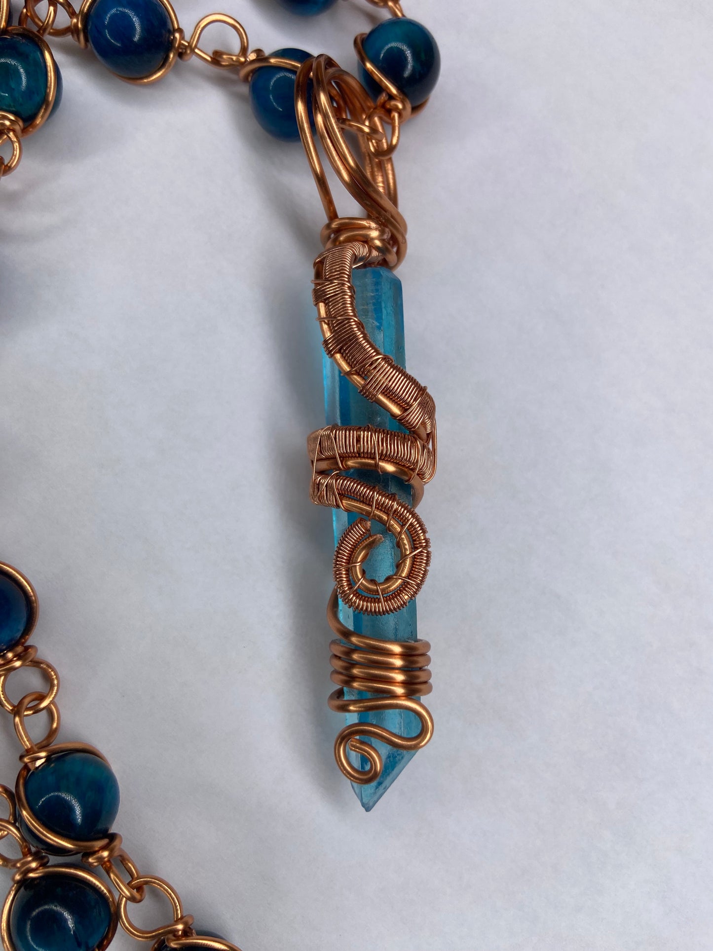 Blue Aqua Aura Quartz Masterpiece Pendant