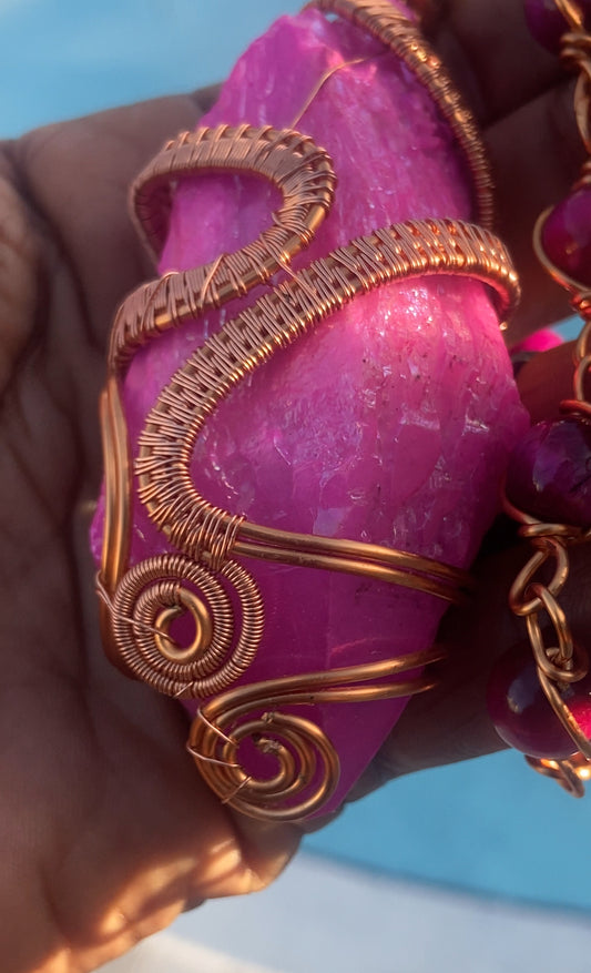 Pink Aura Quartz Masterpiece Pendant