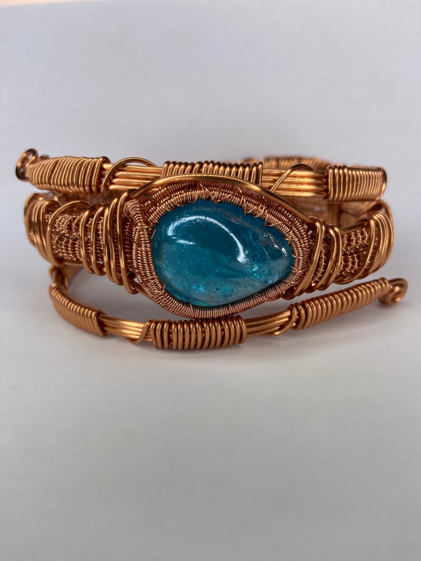 Blue Aqua Aura Quartz Masterpiece Bracelet