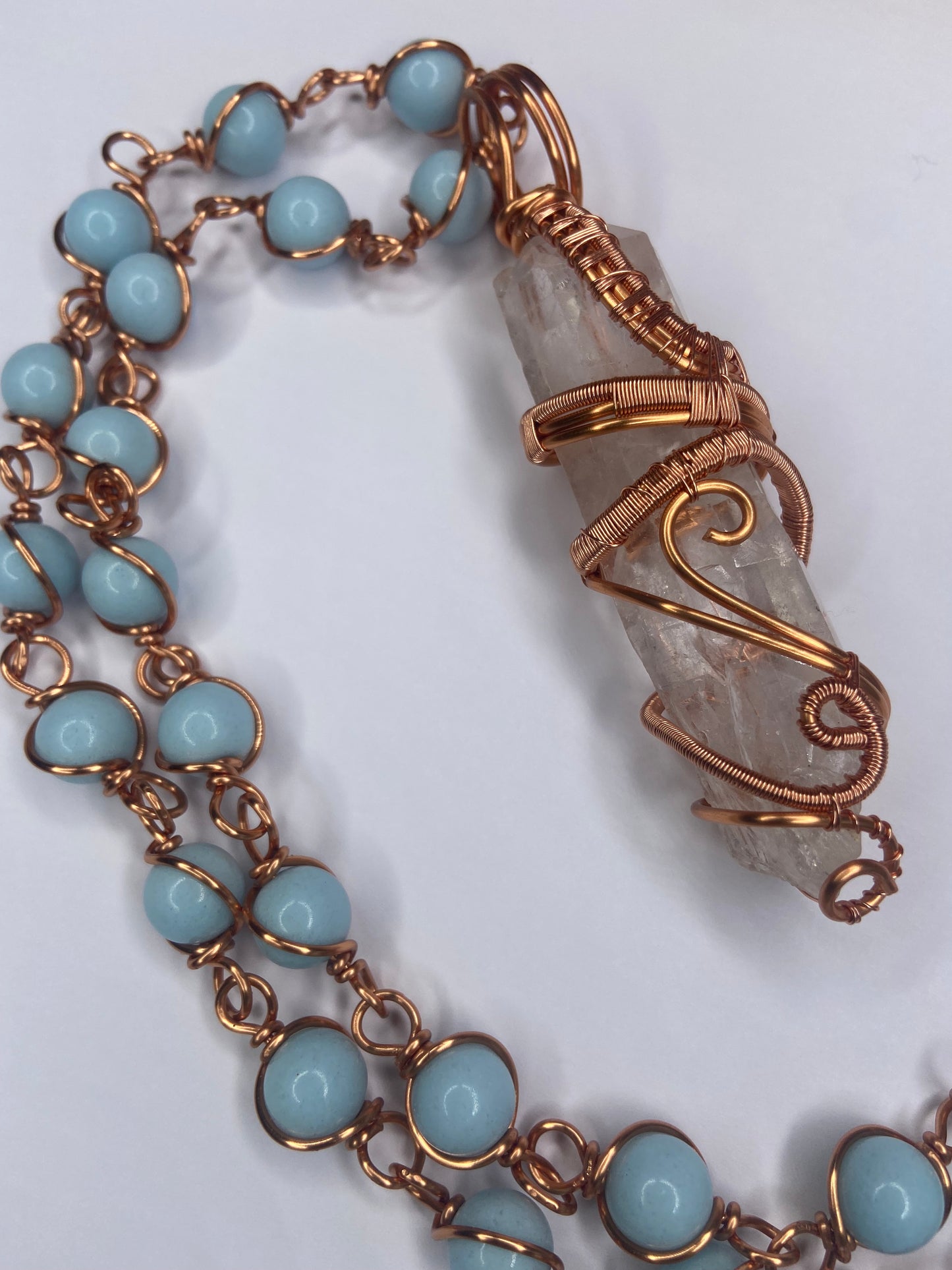 Luxury Clear Quartz +Angelite Masterpiece Pendant