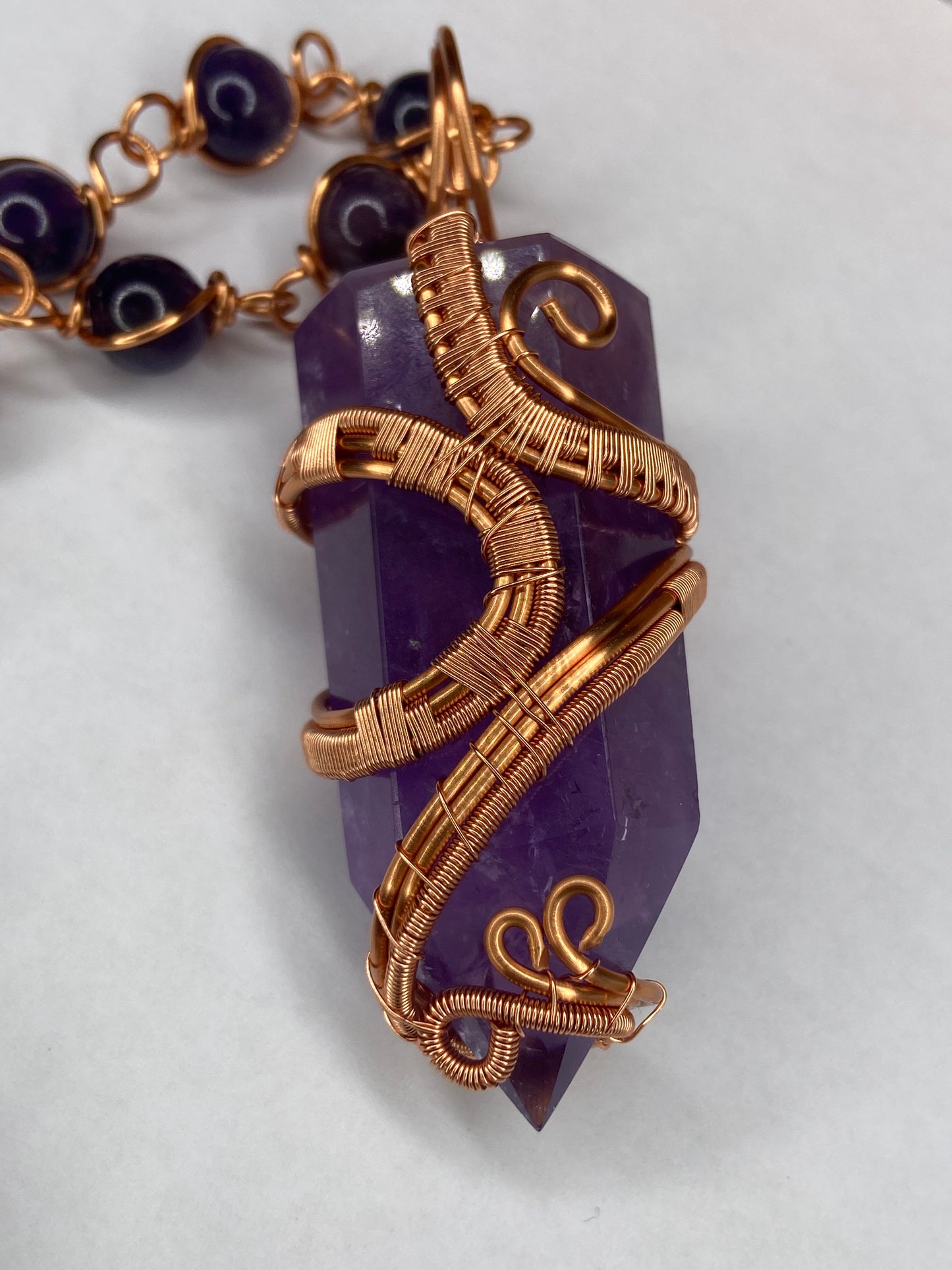Luxury Amethyst Masterpiece Healing Copper Pendant