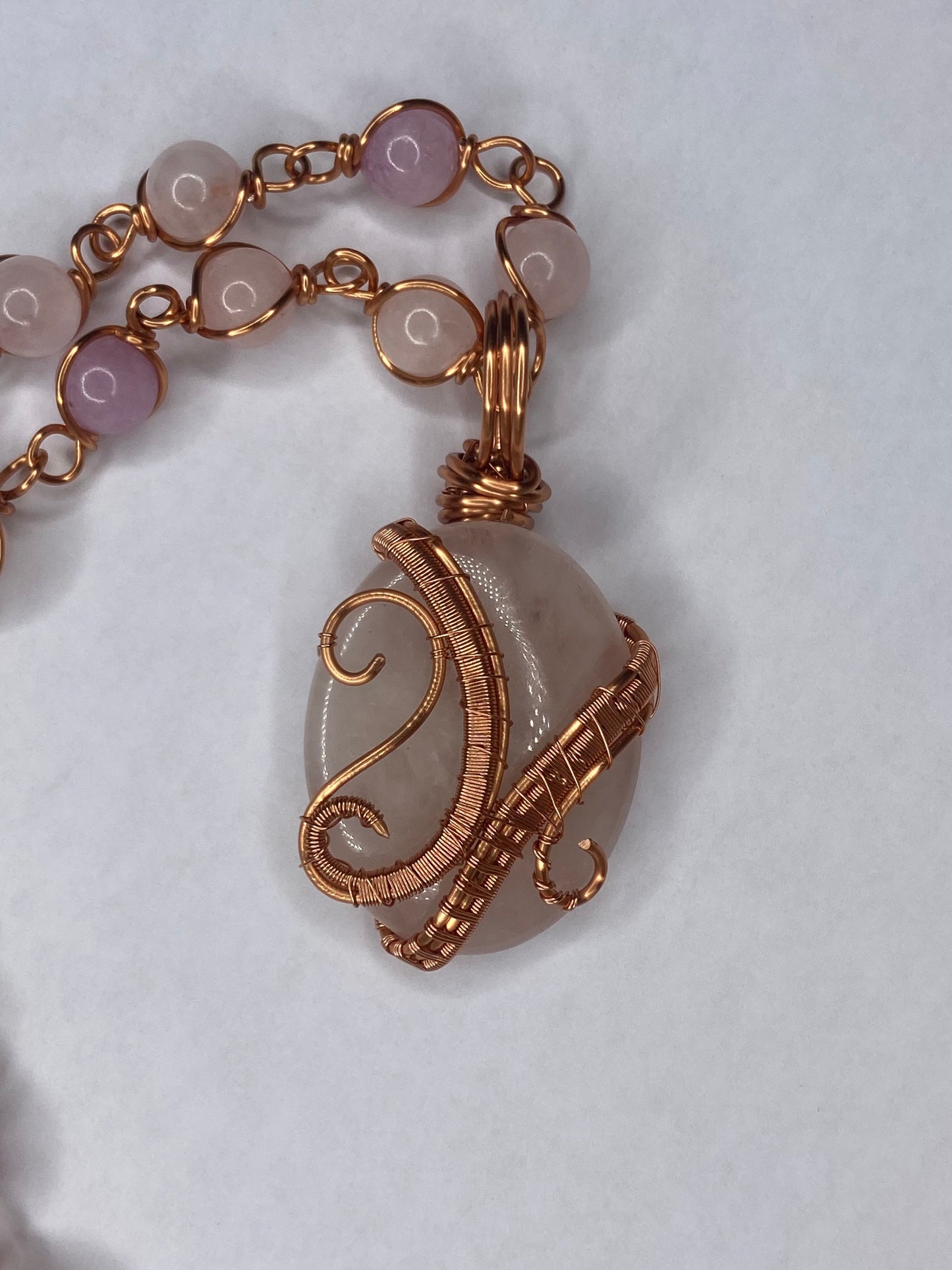 Luxury Rose Quartz/Lavender Jade Reiki Infused Masterpiece Pendant