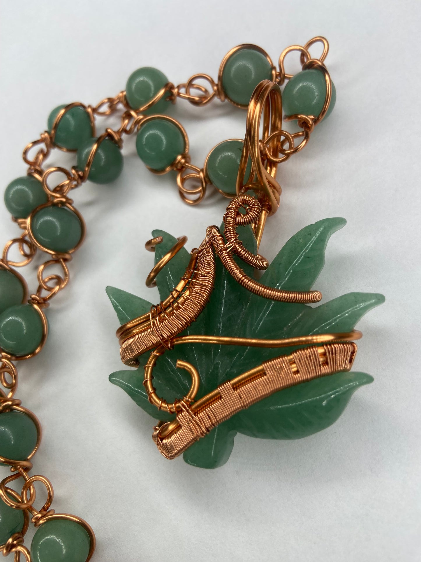 Luxury Green Aventurine Leaf Healing Masterpiece Pendant Necklace