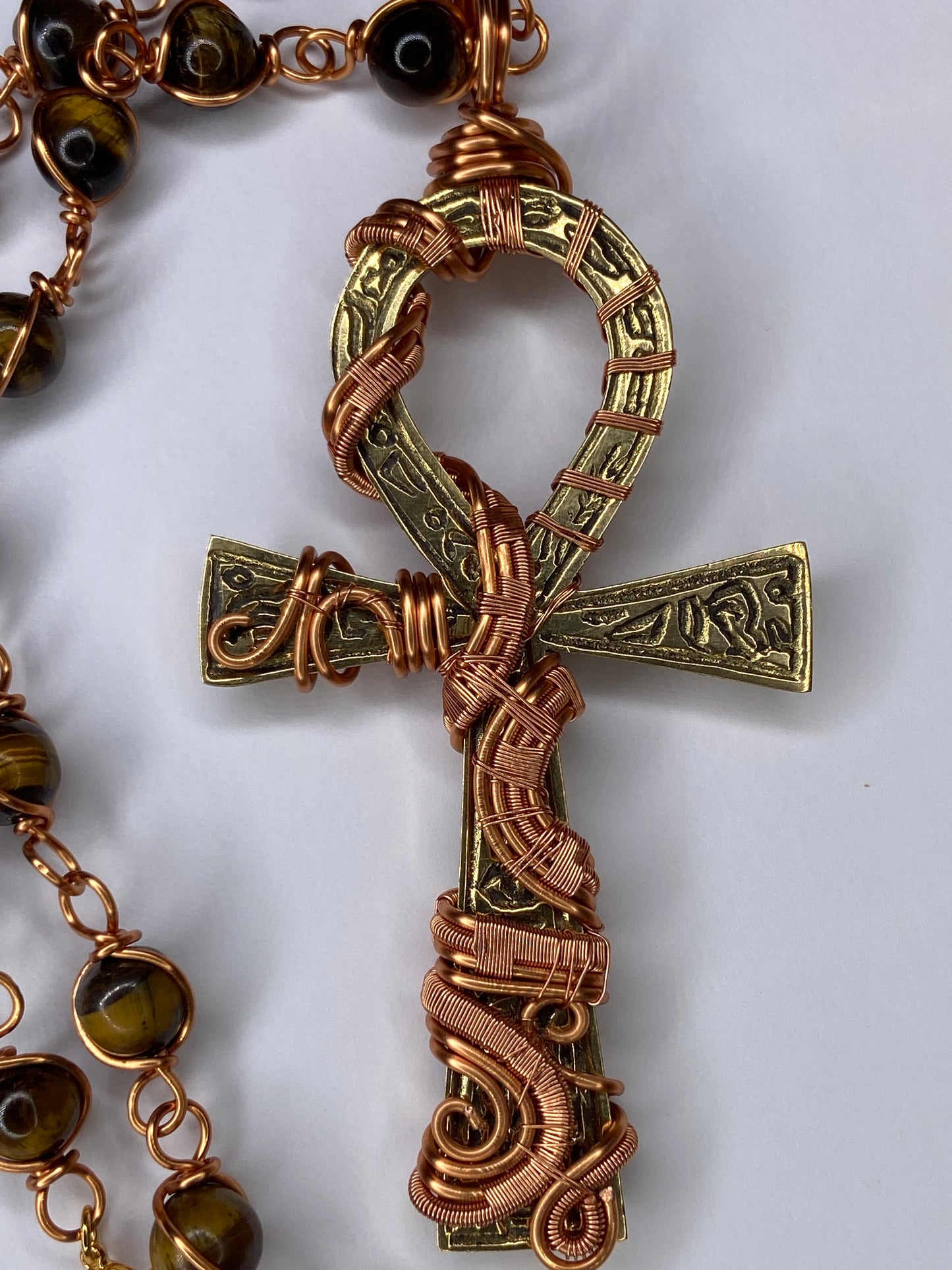 Luxury Egyptian Ankh Tigers Eye Masterpiece Pendant
