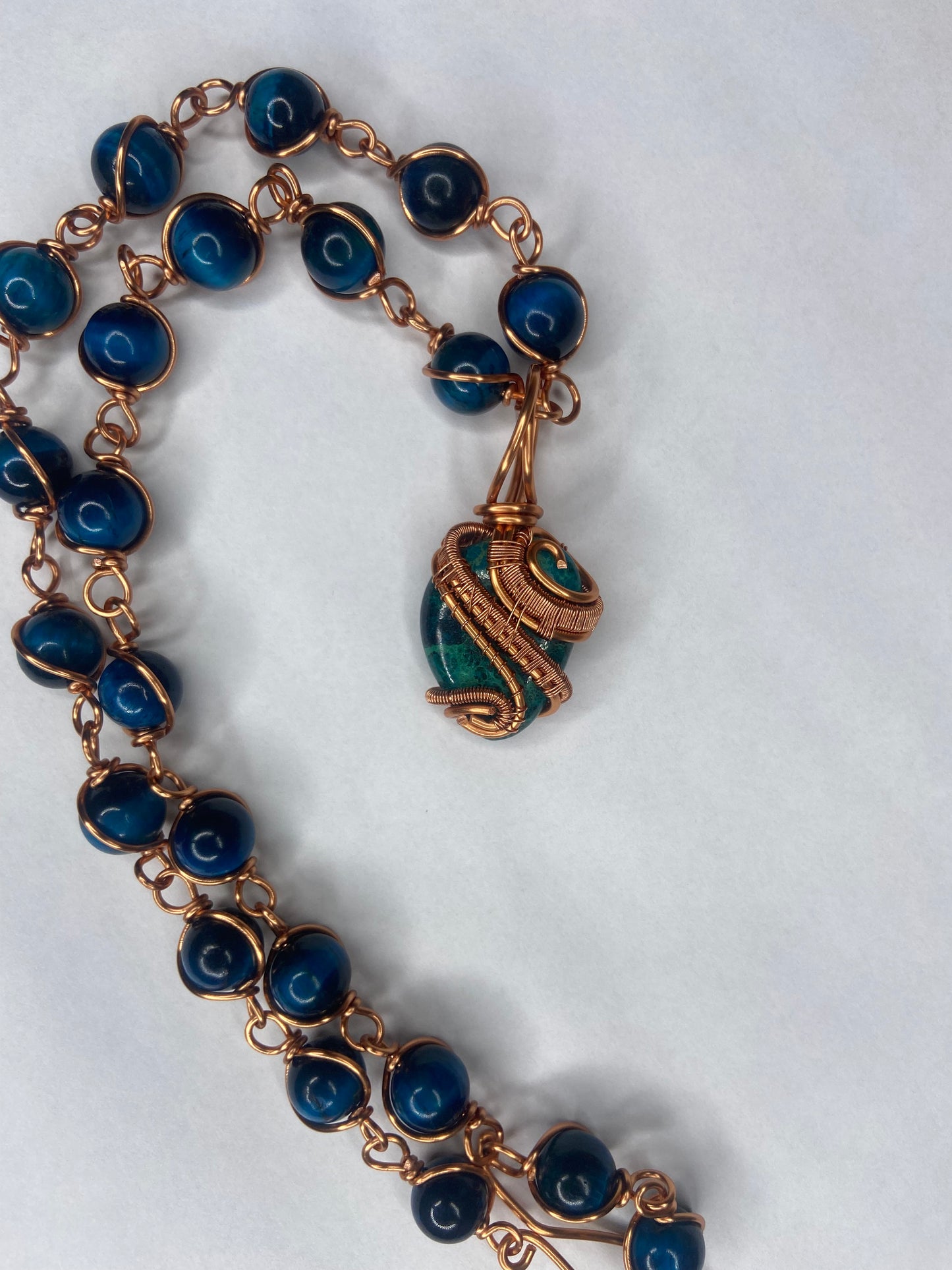 Chrysocolla Malachite/Blue Tigers Eye Masterpiece Pendant+Necklace