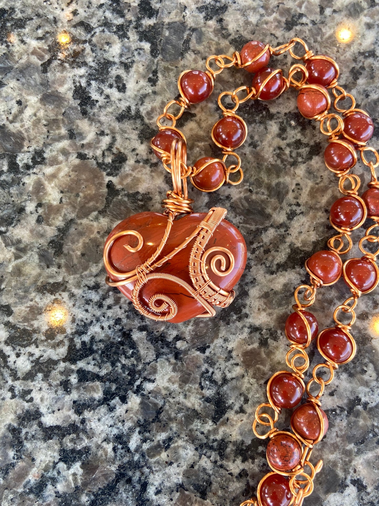 Luxury Red Jasper Heart/Carnelian Necklace Masterpiece Pendant