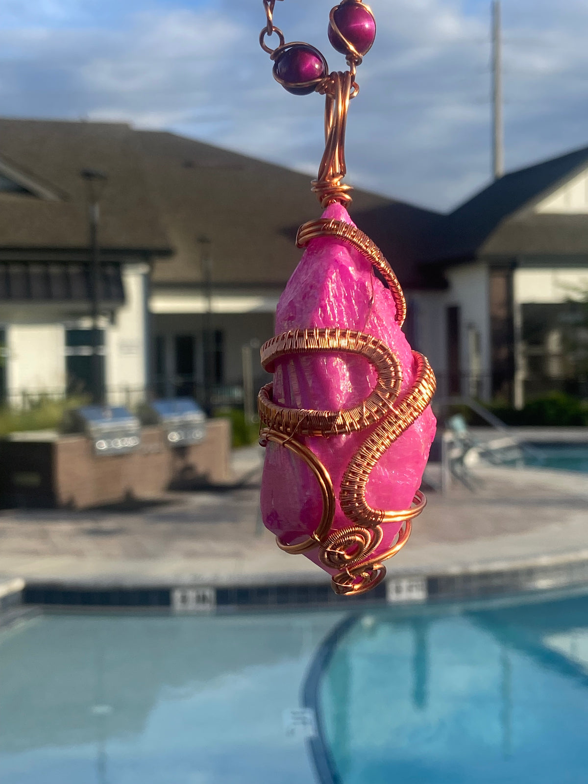 Pink Aura Quartz Masterpiece Pendant