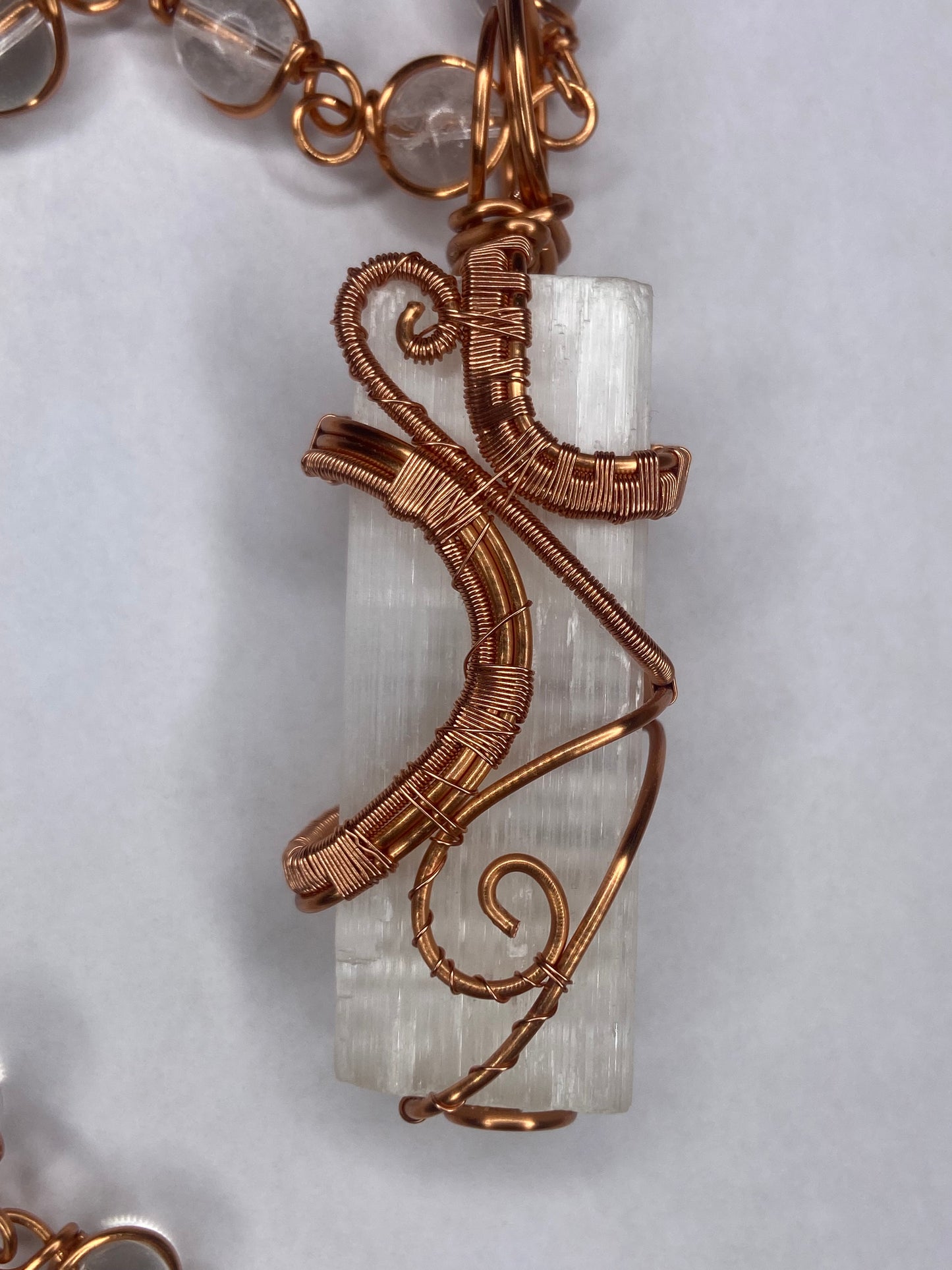 Luxury Selenite Clear Quartz Masterpiece Pendant