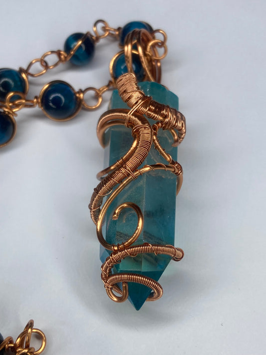 Luxury Blue Aqua Aura Quartz Masterpiece Healing Pendant