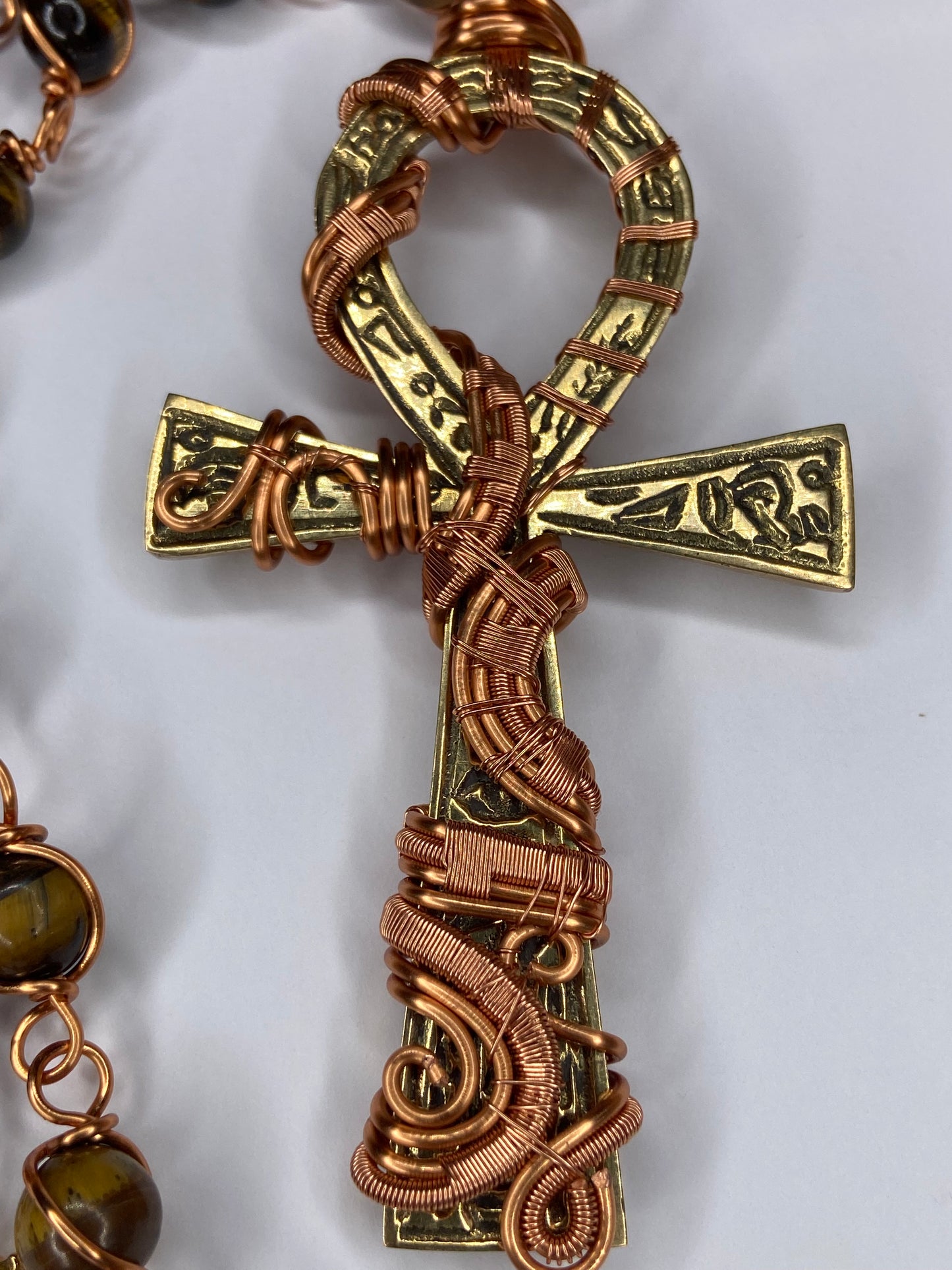 Luxury Egyptian Ankh Tigers Eye Masterpiece Pendant