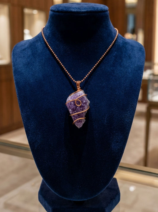 Amethyst Copper Healing Pendant