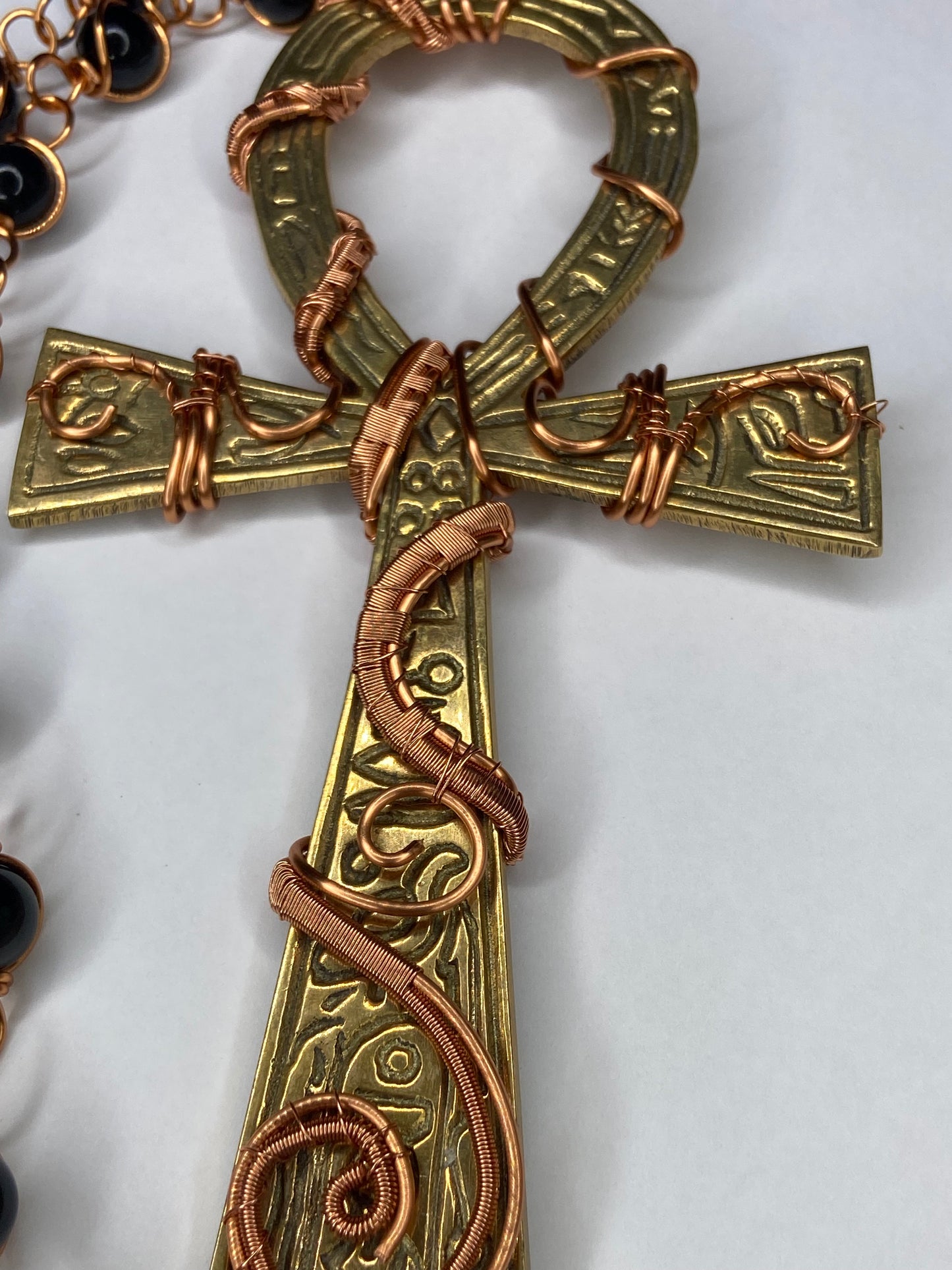 Luxury Ankh /Golden Obsidian Masterpiece Healing Pendant