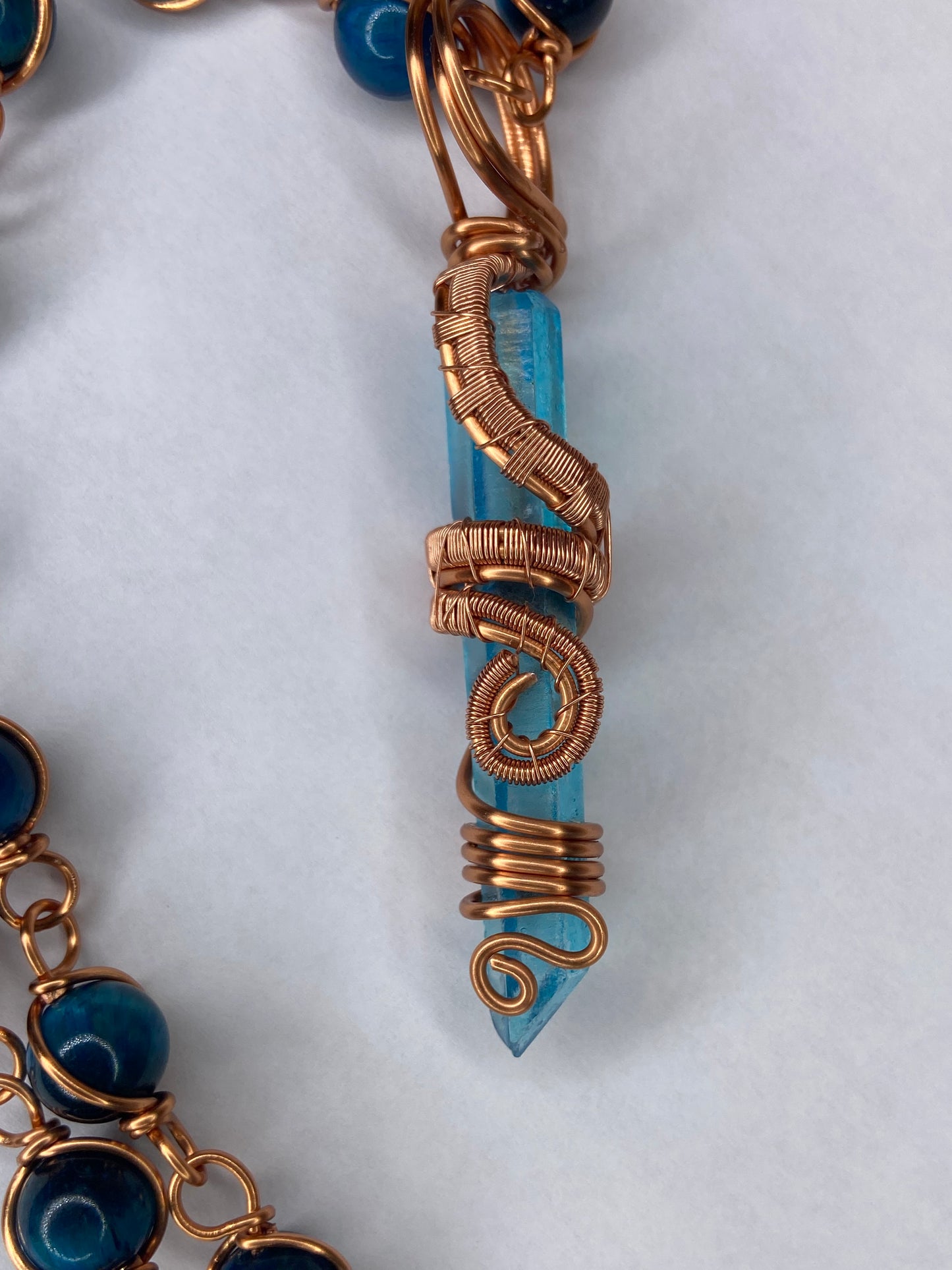 Blue Aqua Aura Quartz Masterpiece Pendant