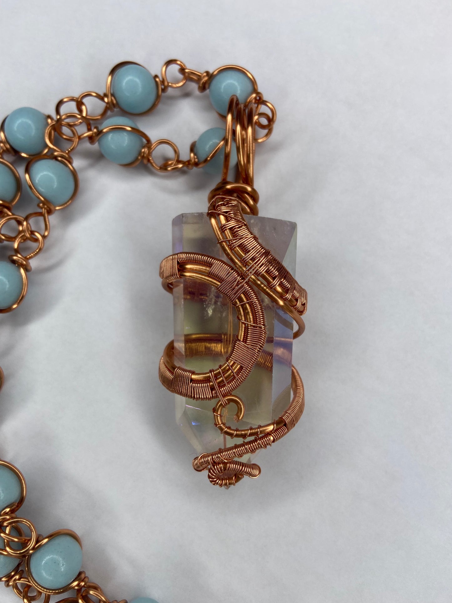 Luxury Clear Quartz Angelite Masterpiece Pendant