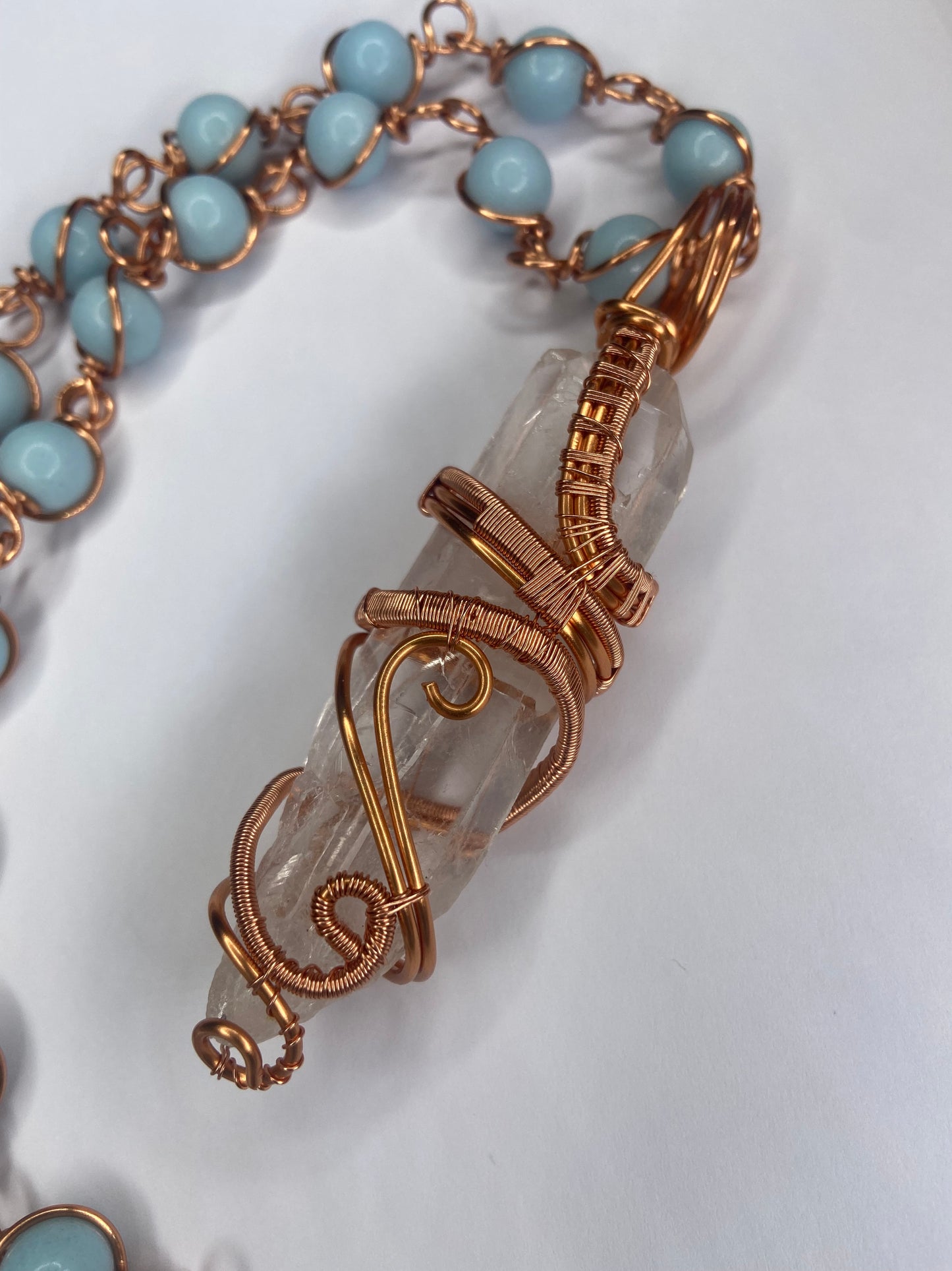 Luxury Clear Quartz +Angelite Masterpiece Pendant