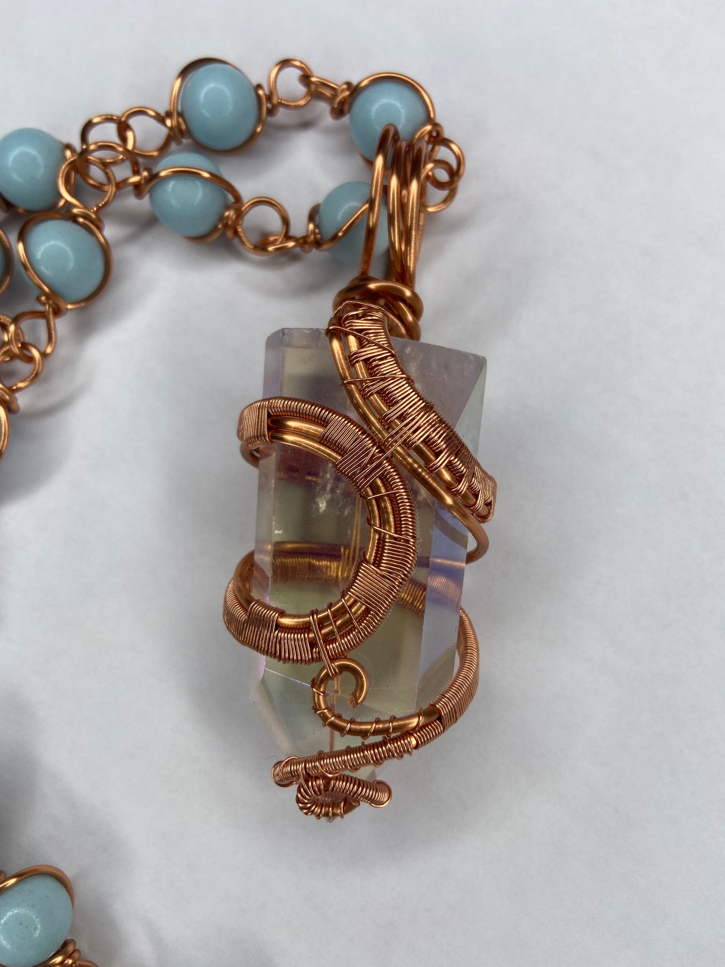Luxury Clear Quartz Angelite Masterpiece Pendant