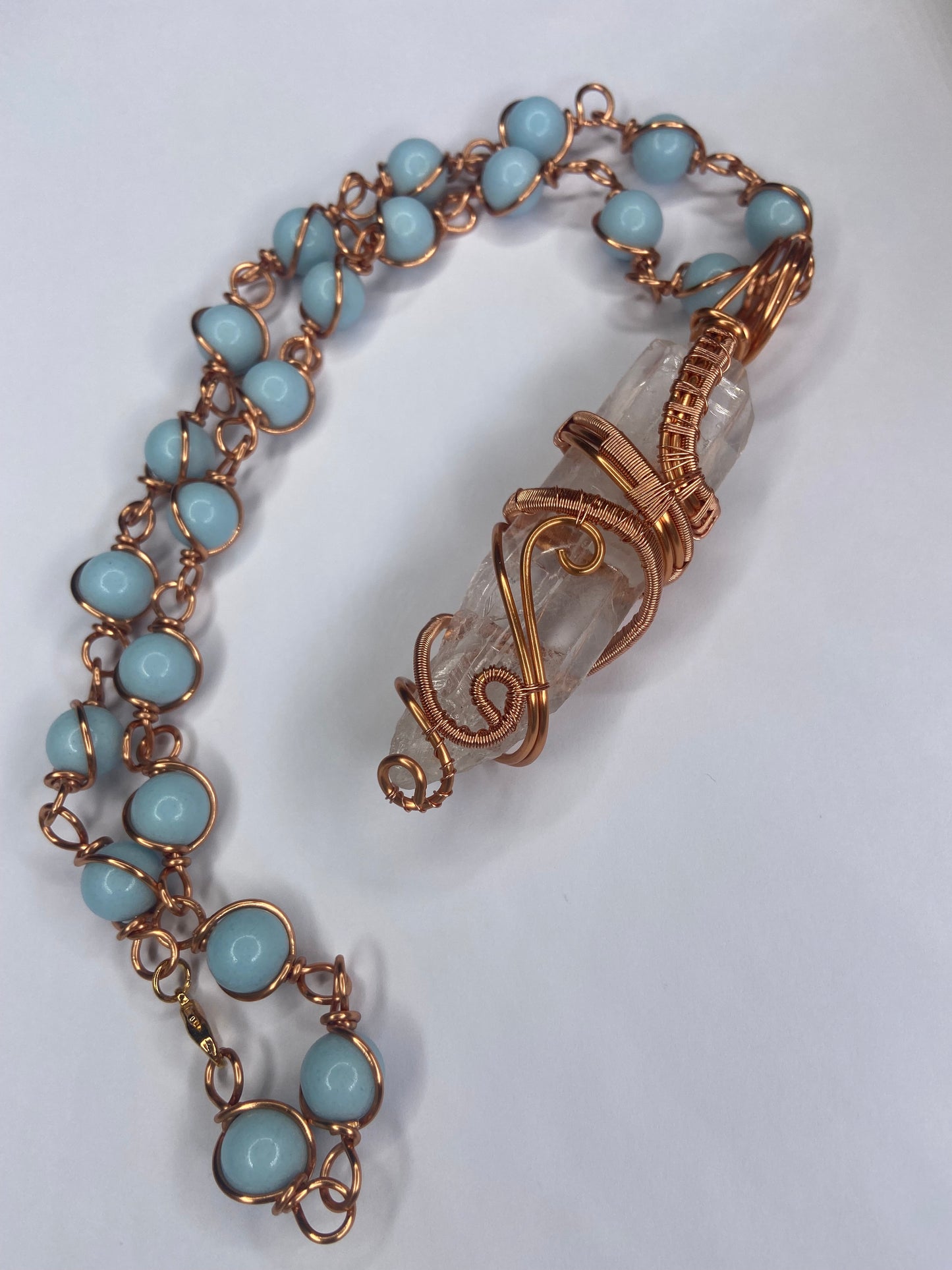 Luxury Clear Quartz +Angelite Masterpiece Pendant