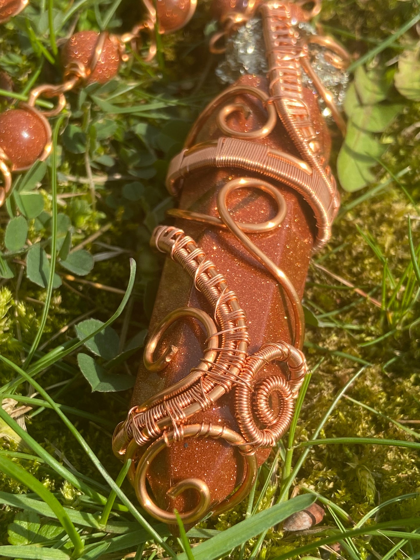 Red Goldstone/Pyrite Reiki Infused Masterpiece Healing Pendant