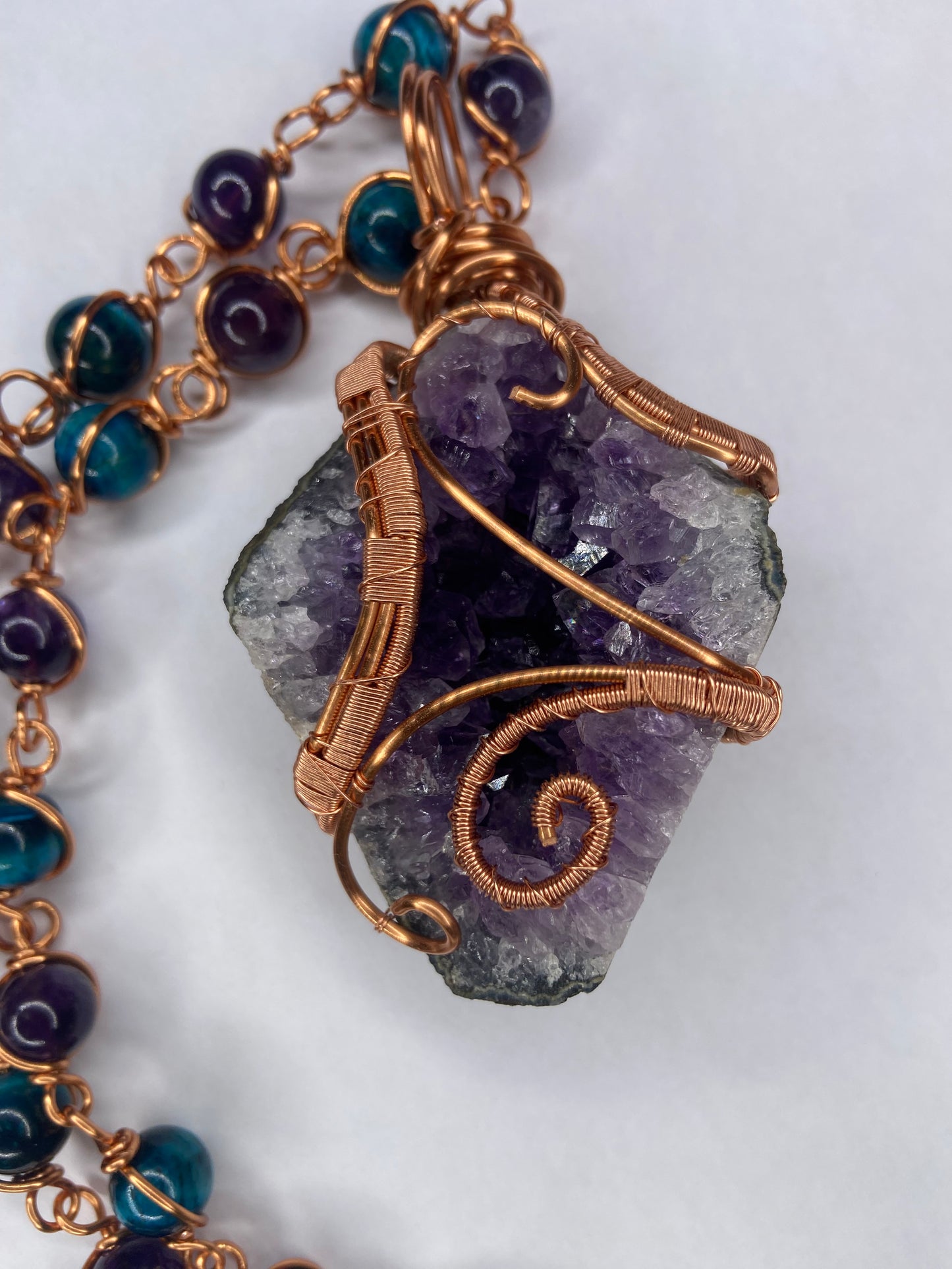 Luxury Amethyst Blue Tigers Eye Masterpiece Pendant