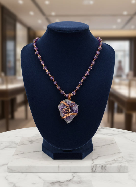 Luxury Purple Amethyst Healing Masterpiece Pendant