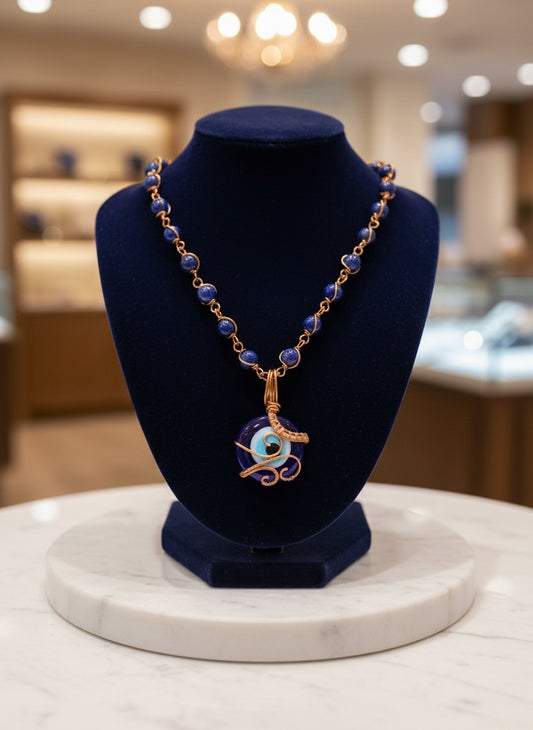 Luxury Evil Eye/Lapis Lazuli Masterpiece Pendant Necklace