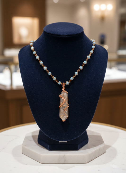 Luxury Agate/ Angelite masterpiece Pendant