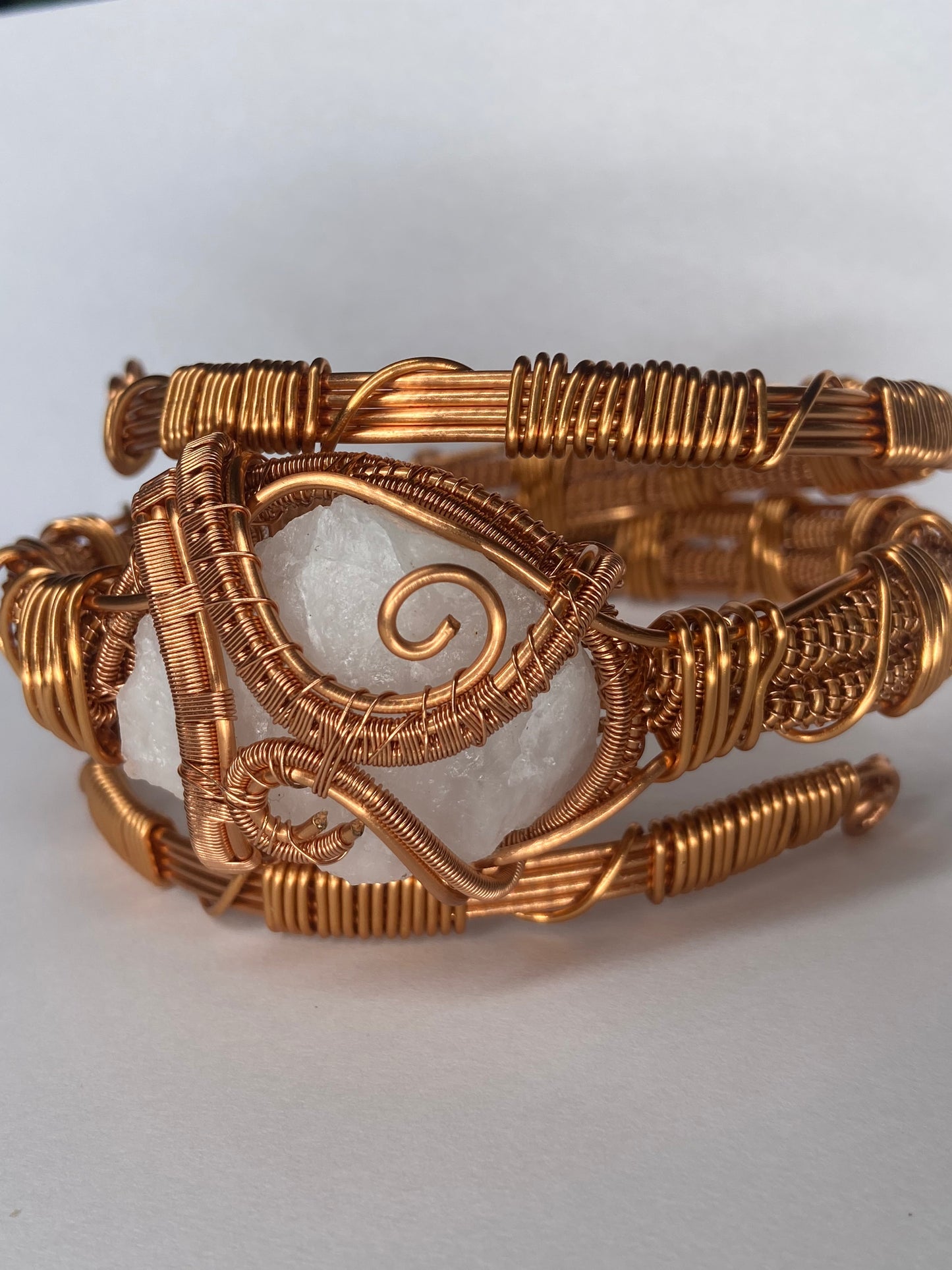 Clear Quartz Masterpiece Copper-Wrapped Bracelet — A Touch of Light & Intention