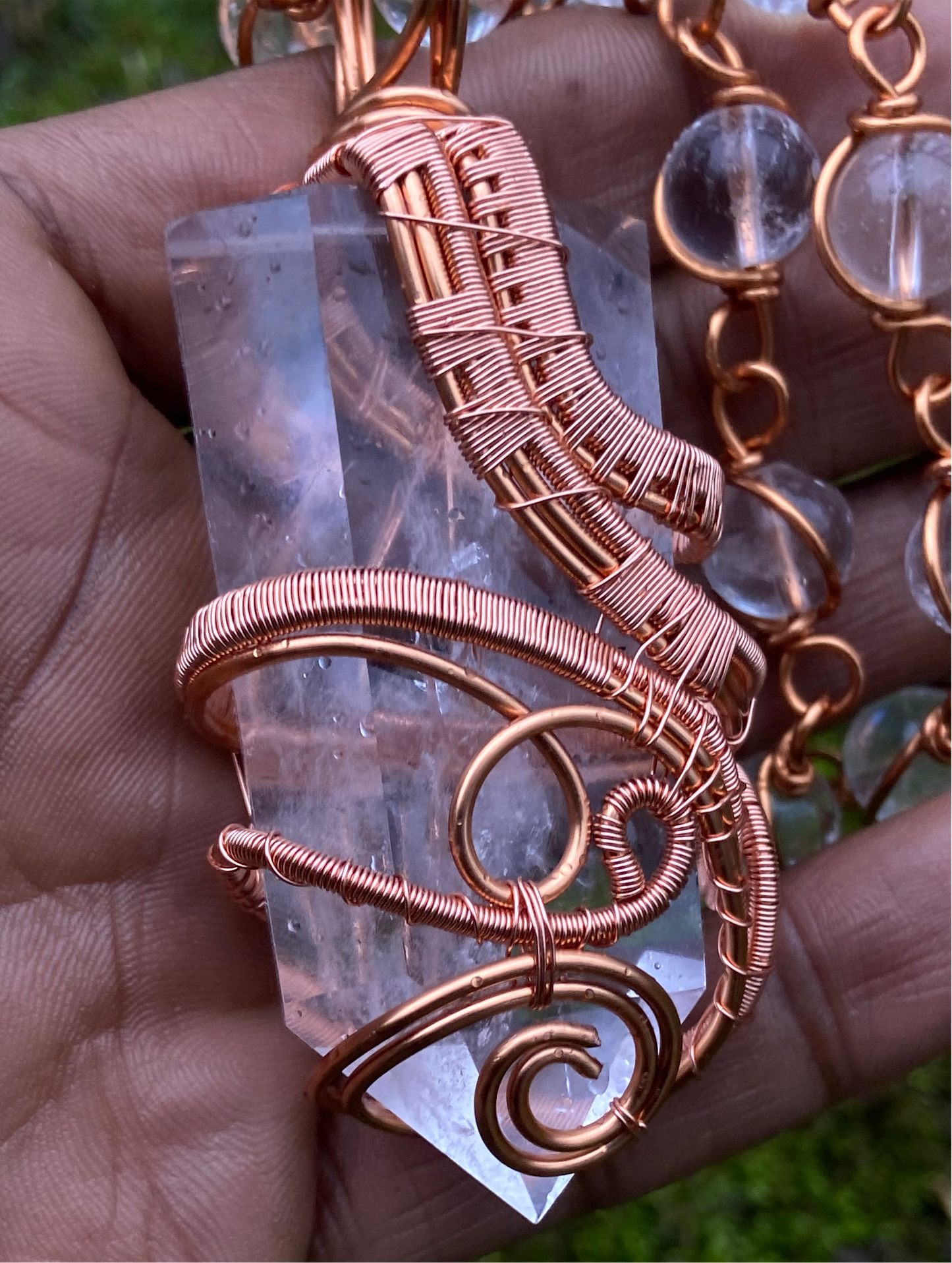 Clear Quartz Reiki Infused Copper Healing Masterpiece Pendant