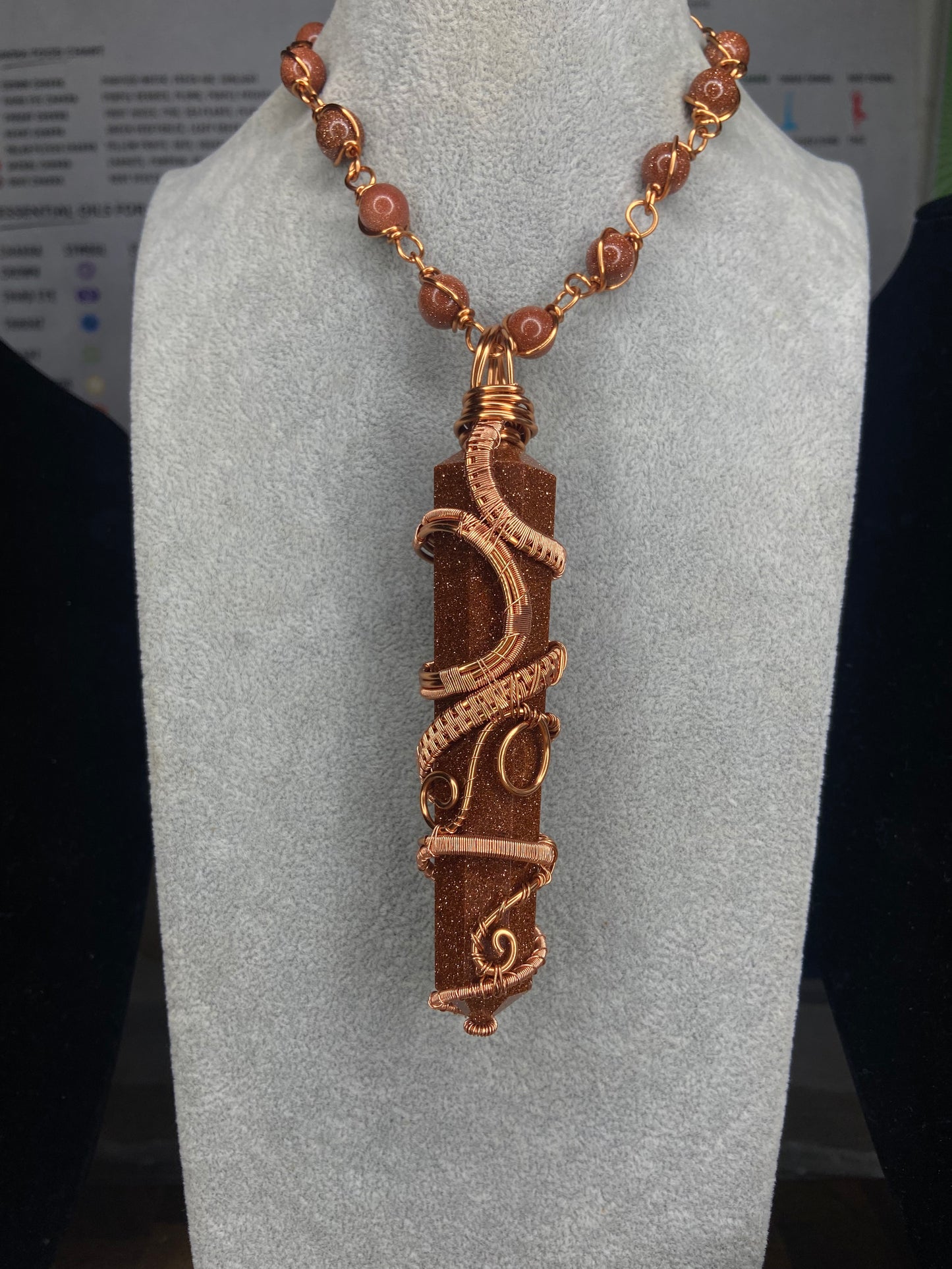 Red Goldstone Reiki Infused Copper Masterpiece Pendant