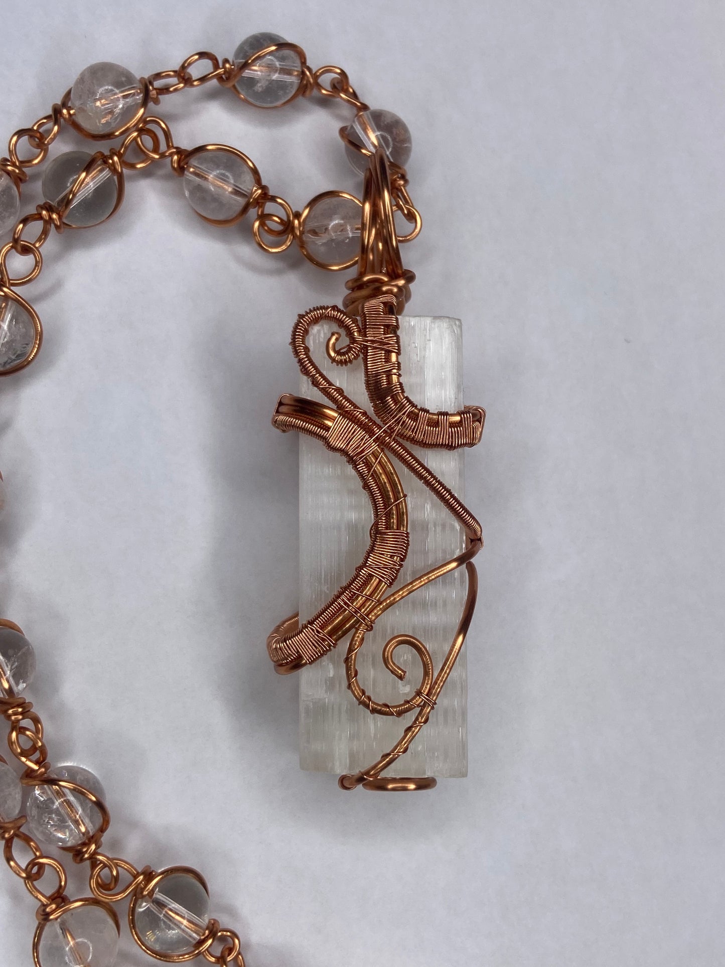 Luxury Selenite Clear Quartz Masterpiece Pendant