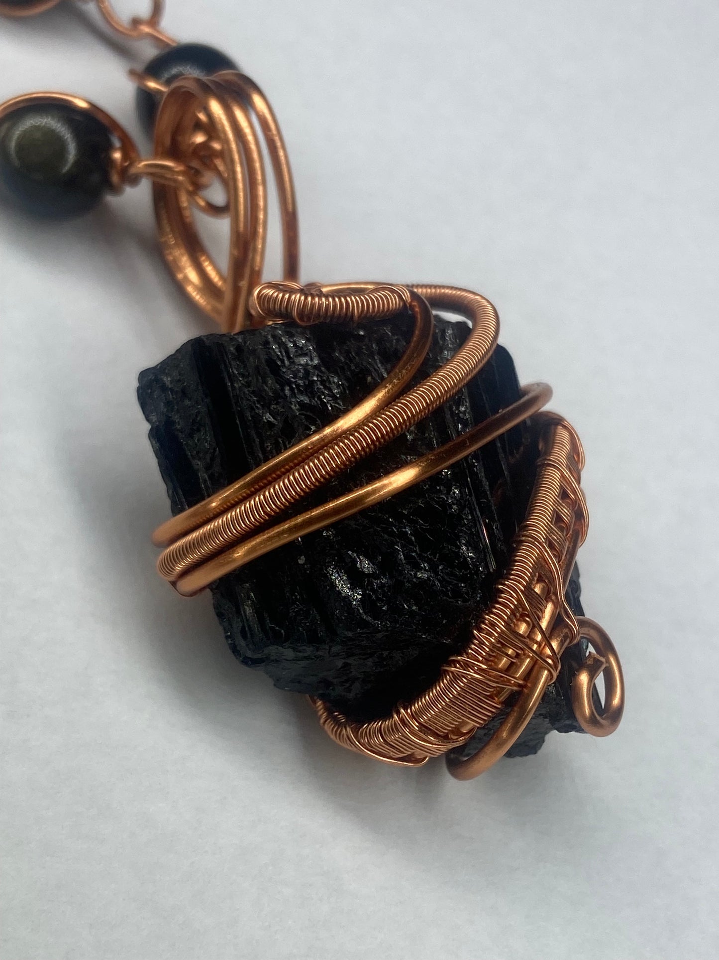 Luxury Black Tourmaline /Golden Obsidian Masterpiece Pendant Necklace