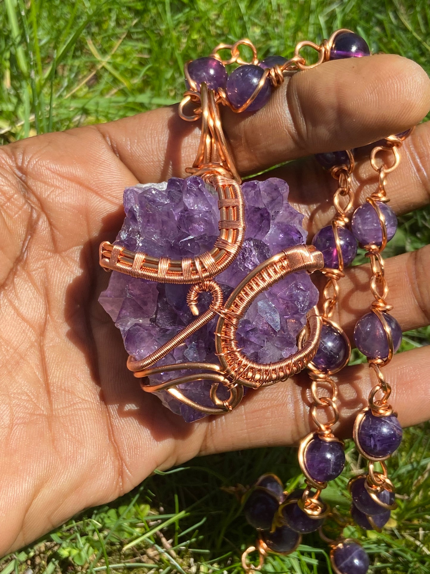 Luxury Purple Amethyst Reiki Infused Masterpiece Pendant