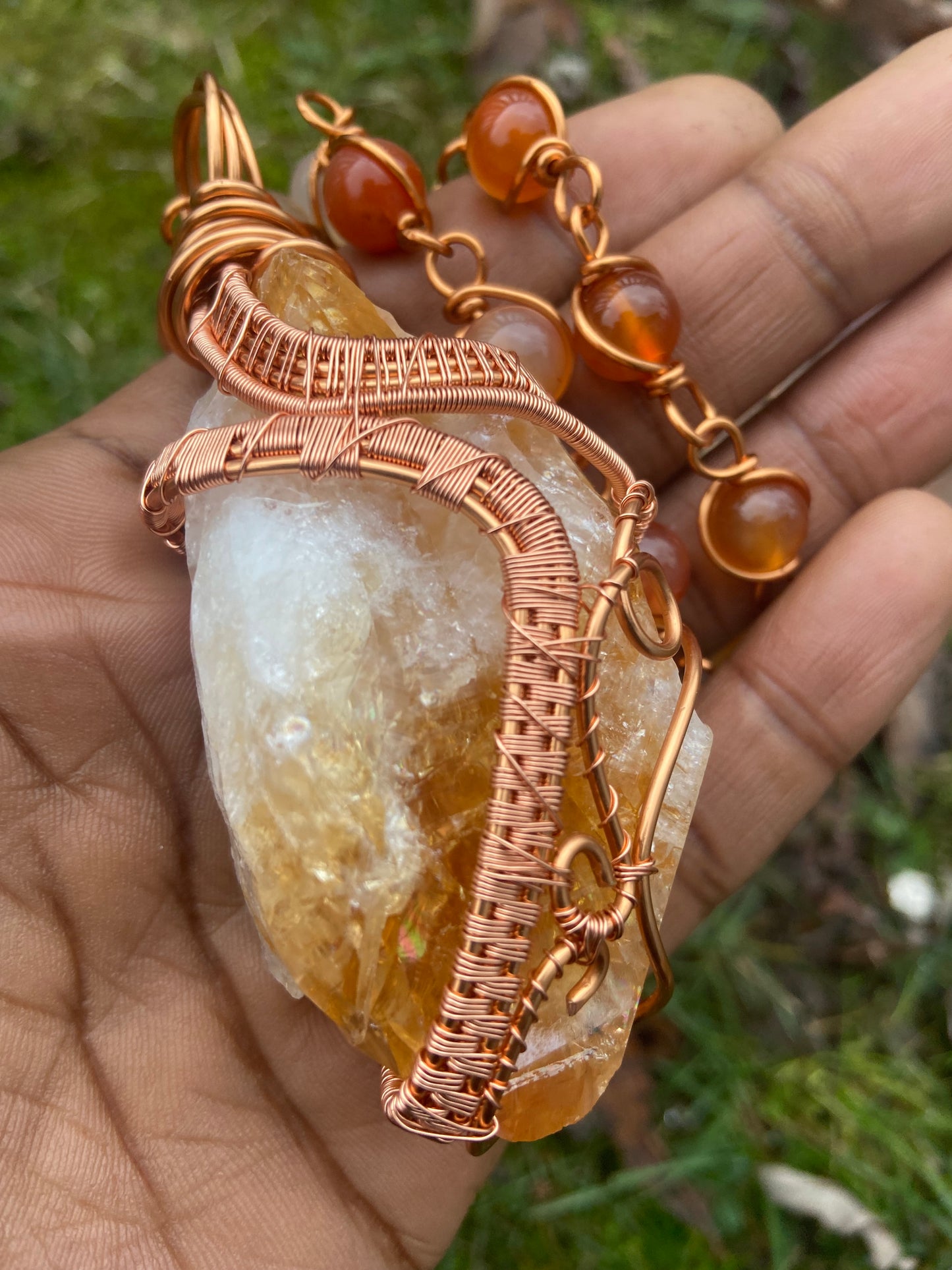 Luxury Citrine/Carnelian Reiki Infused Masterpiece Pendant