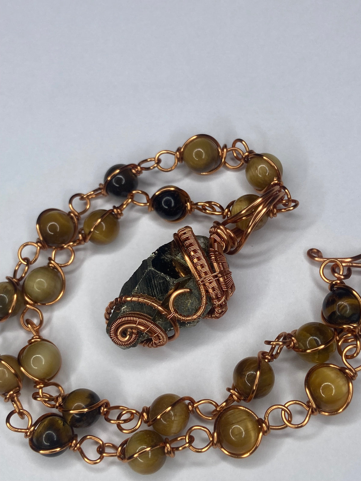 Luxury Pyrite /Yellow Jade & Tigers Eye Masterpiece Pendant
