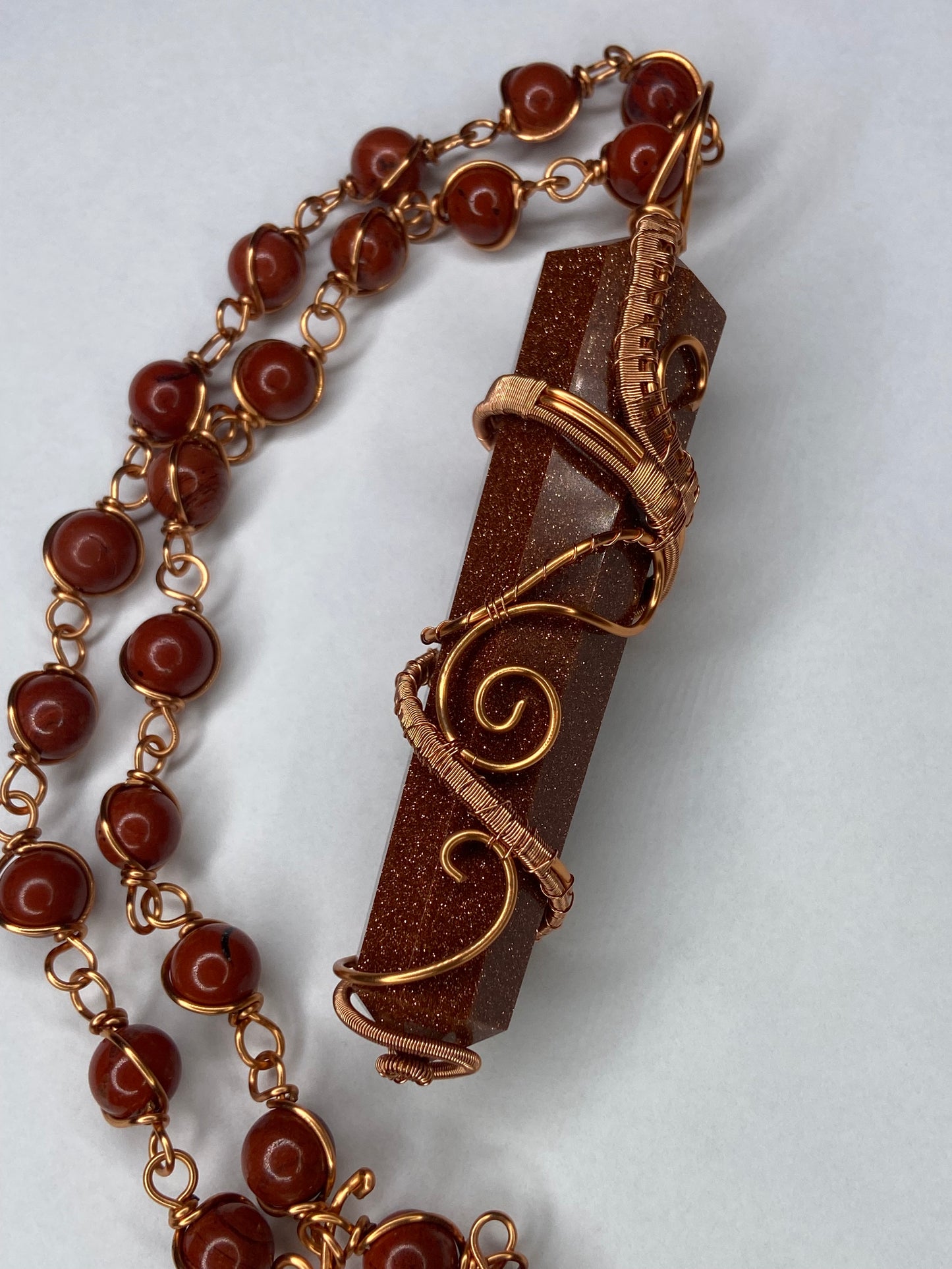 Red Goldstone /Jasper Copper Healing Masterpiece Pendant Necklace
