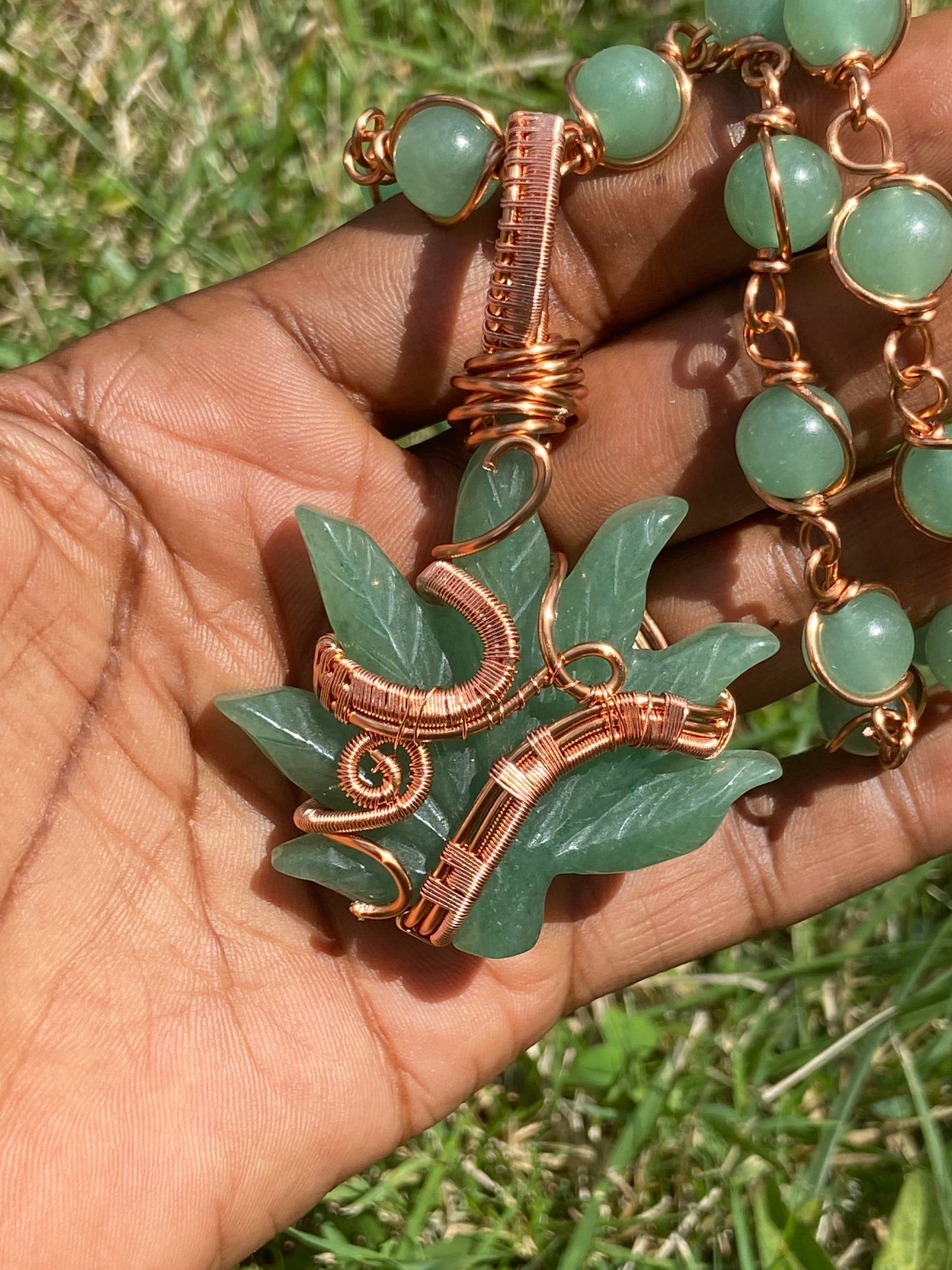 Green Aventurine “Plant” Reiki Infused Masterpiece Pendant