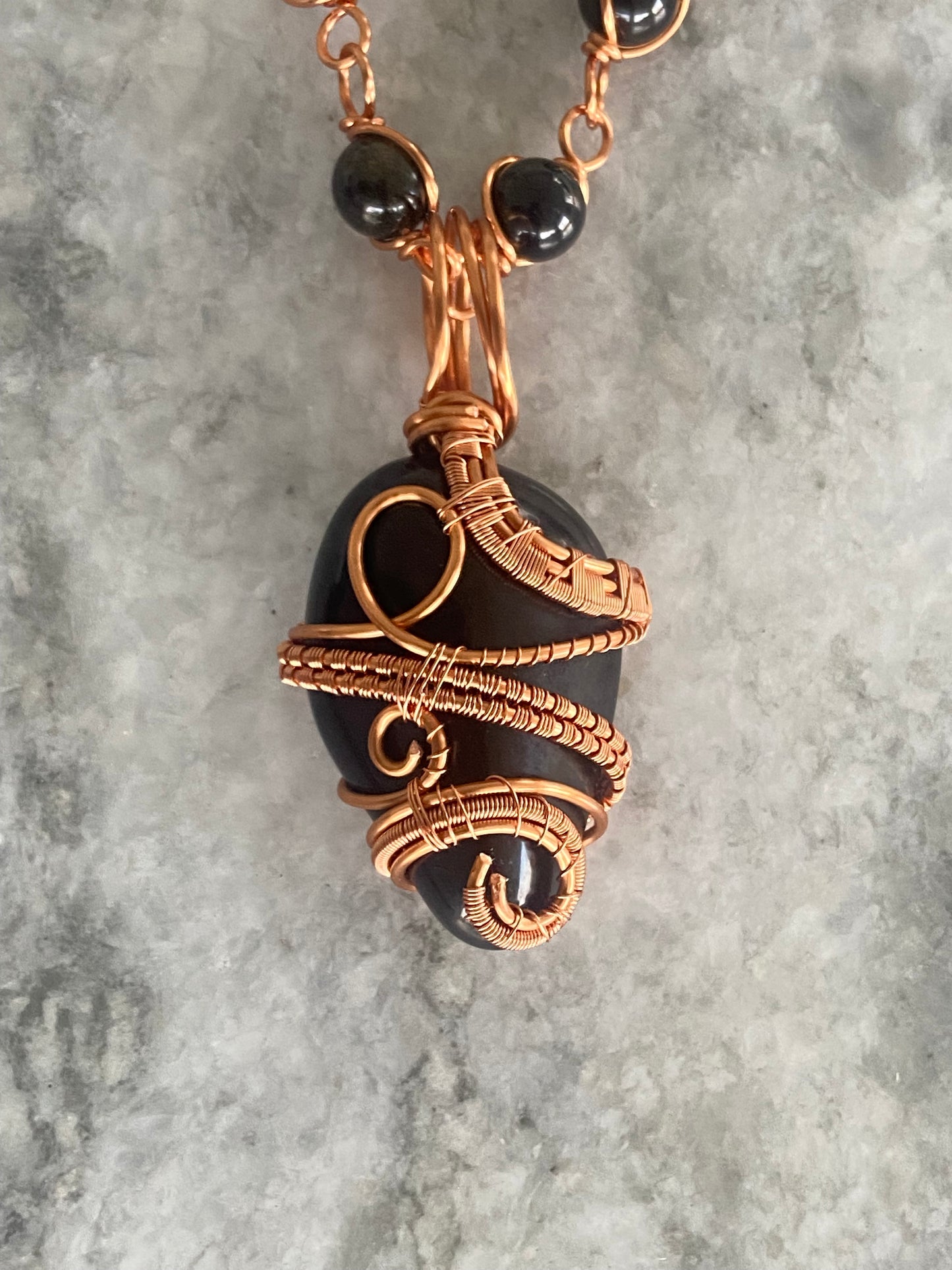 Black/ Golden Obsidian Masterpiece Pendant Nexklace
