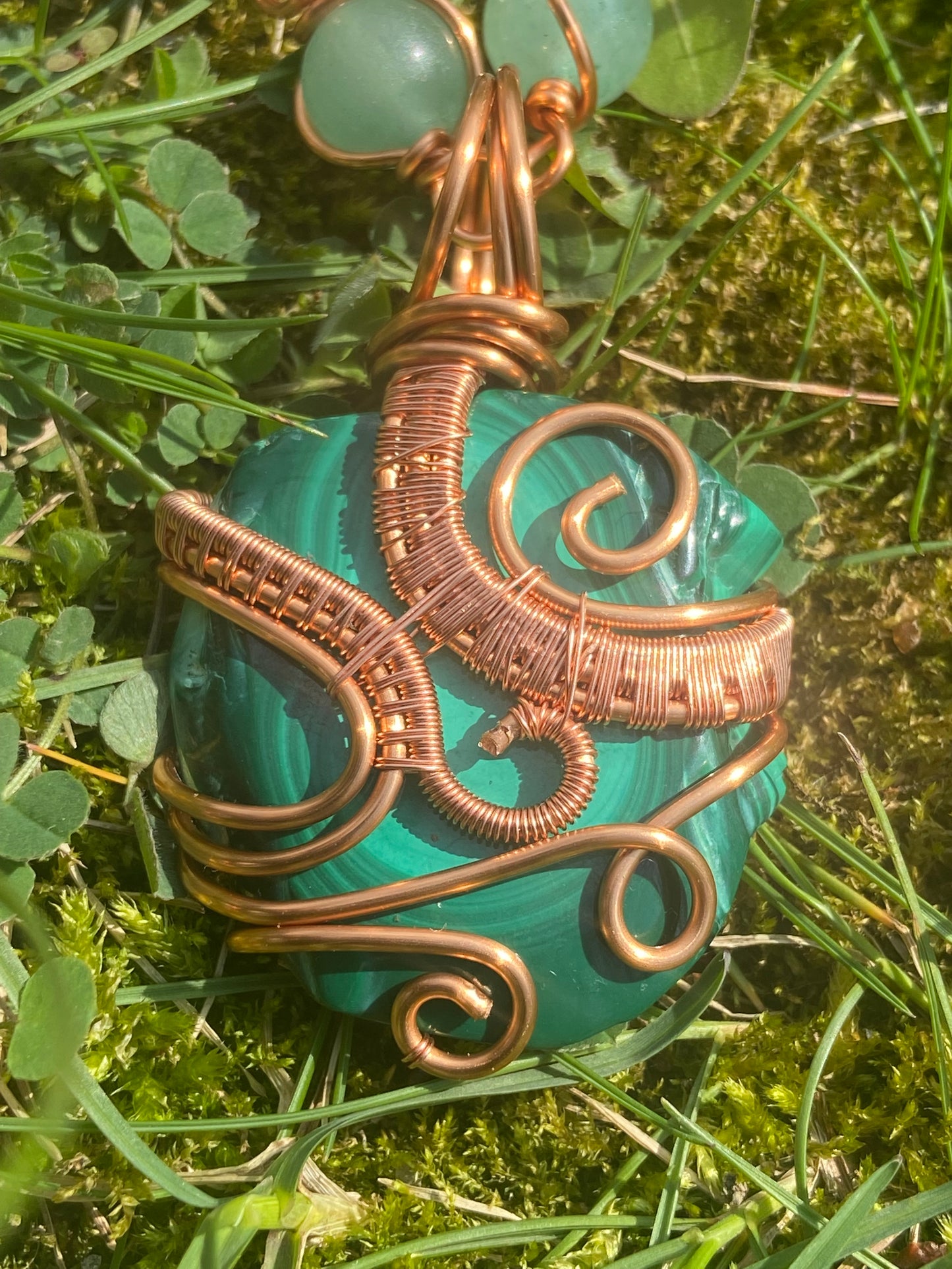 Green Malachite + Aventurine Reiki Infused Masterpiece Pendant