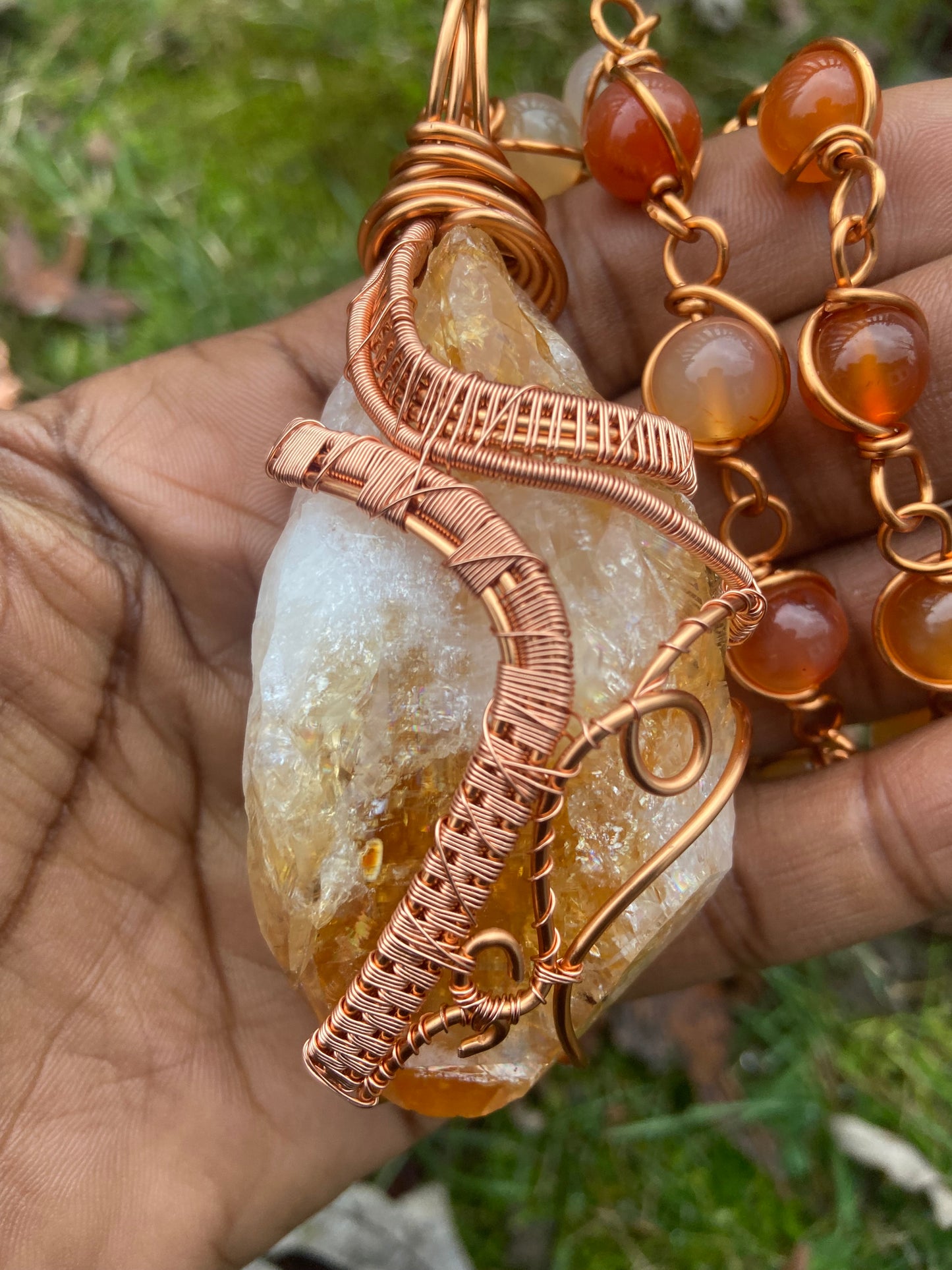 Luxury Citrine/Carnelian Reiki Infused Masterpiece Pendant