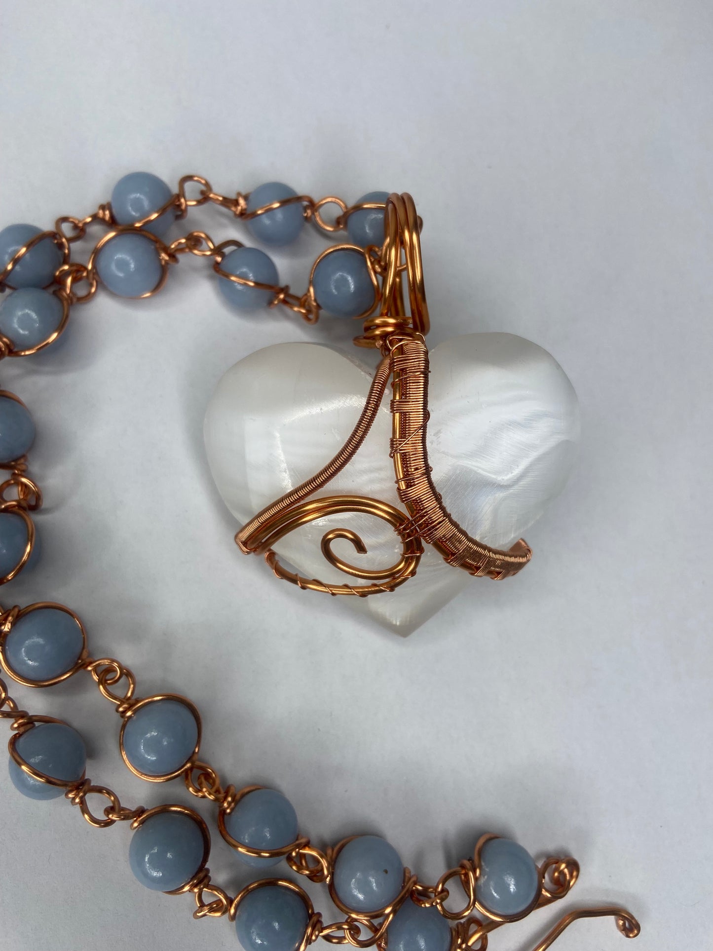 Selenite /Angelite Heart Masterpiece Pendant