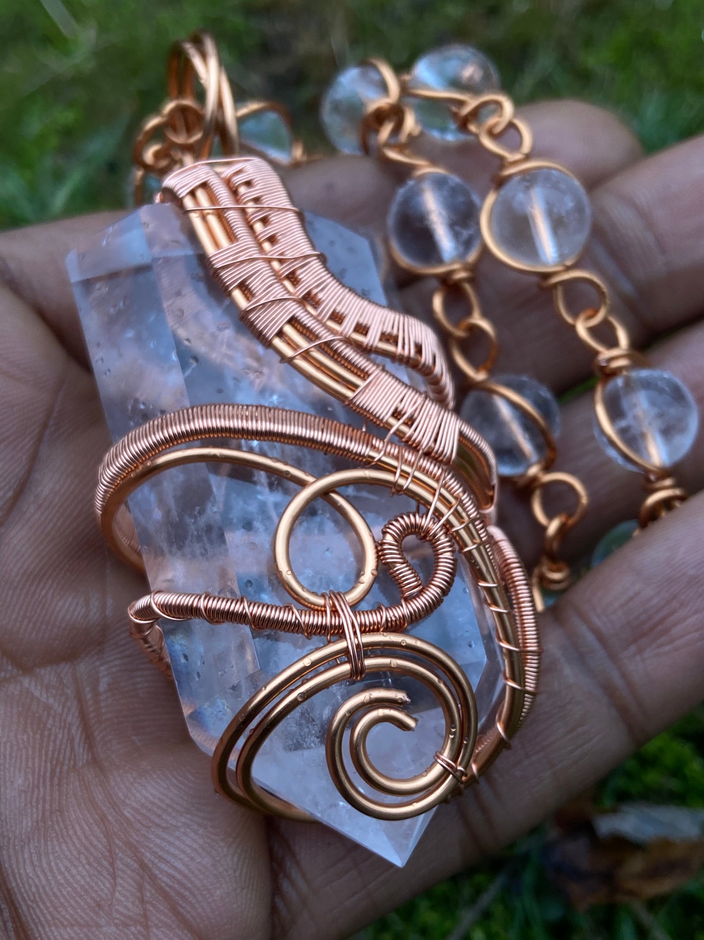 Clear Quartz Reiki Infused Copper Healing Masterpiece Pendant