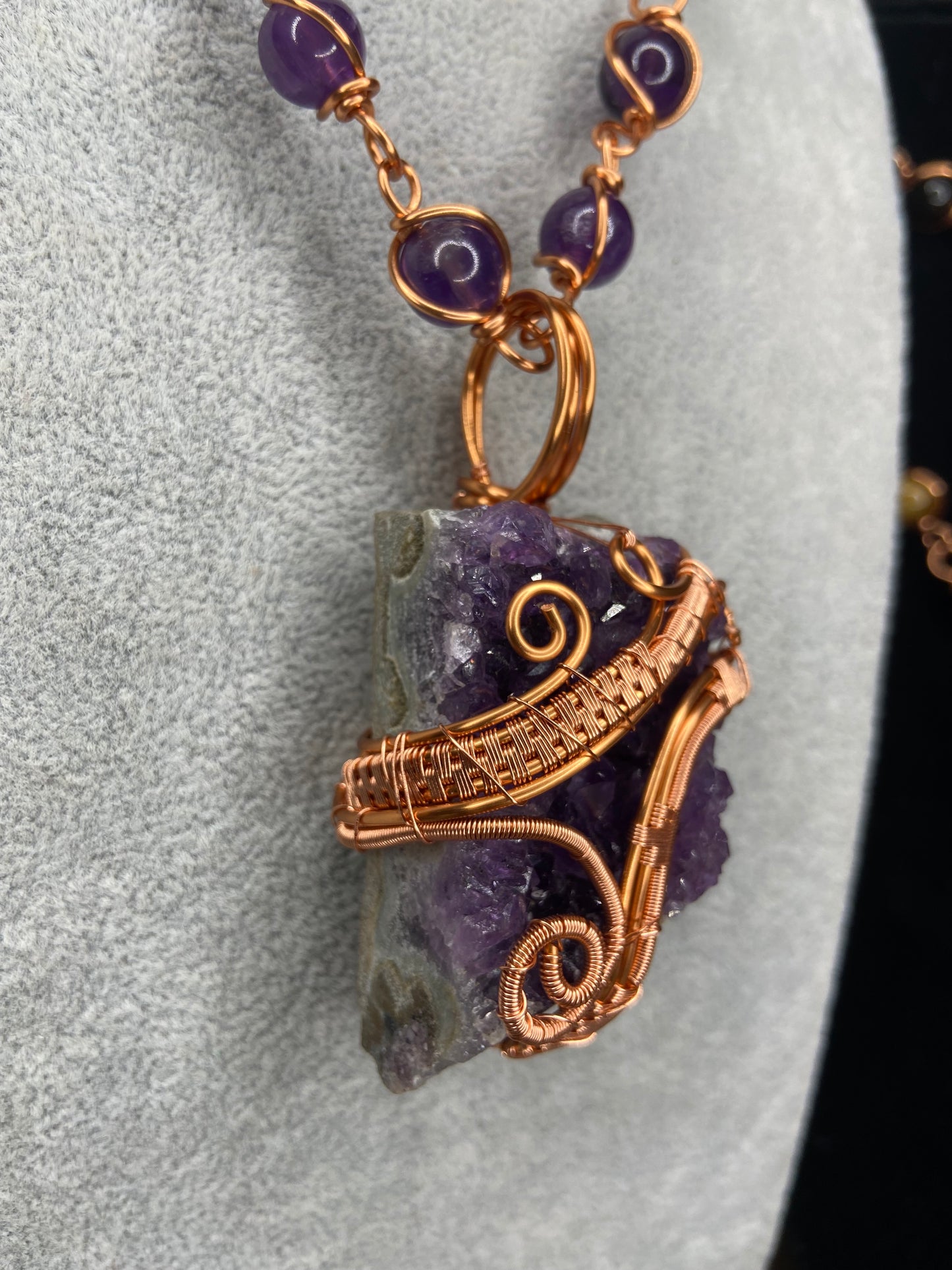 Amethyst Reiki Infused Copper Wrapped Masterpiece Pendant