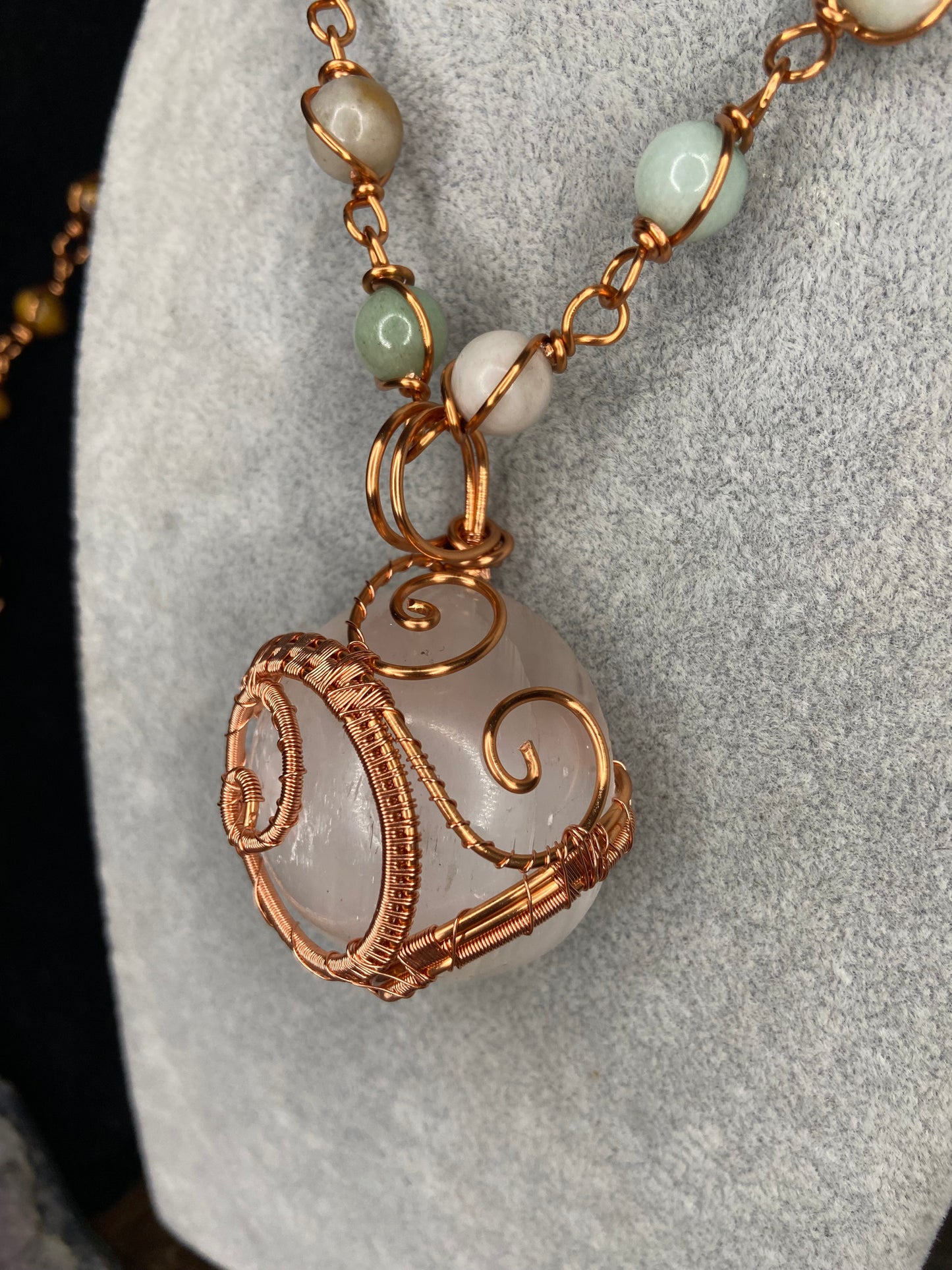 Selenite/Amazonite Masterpiece Reiki Infused Healing Pendant