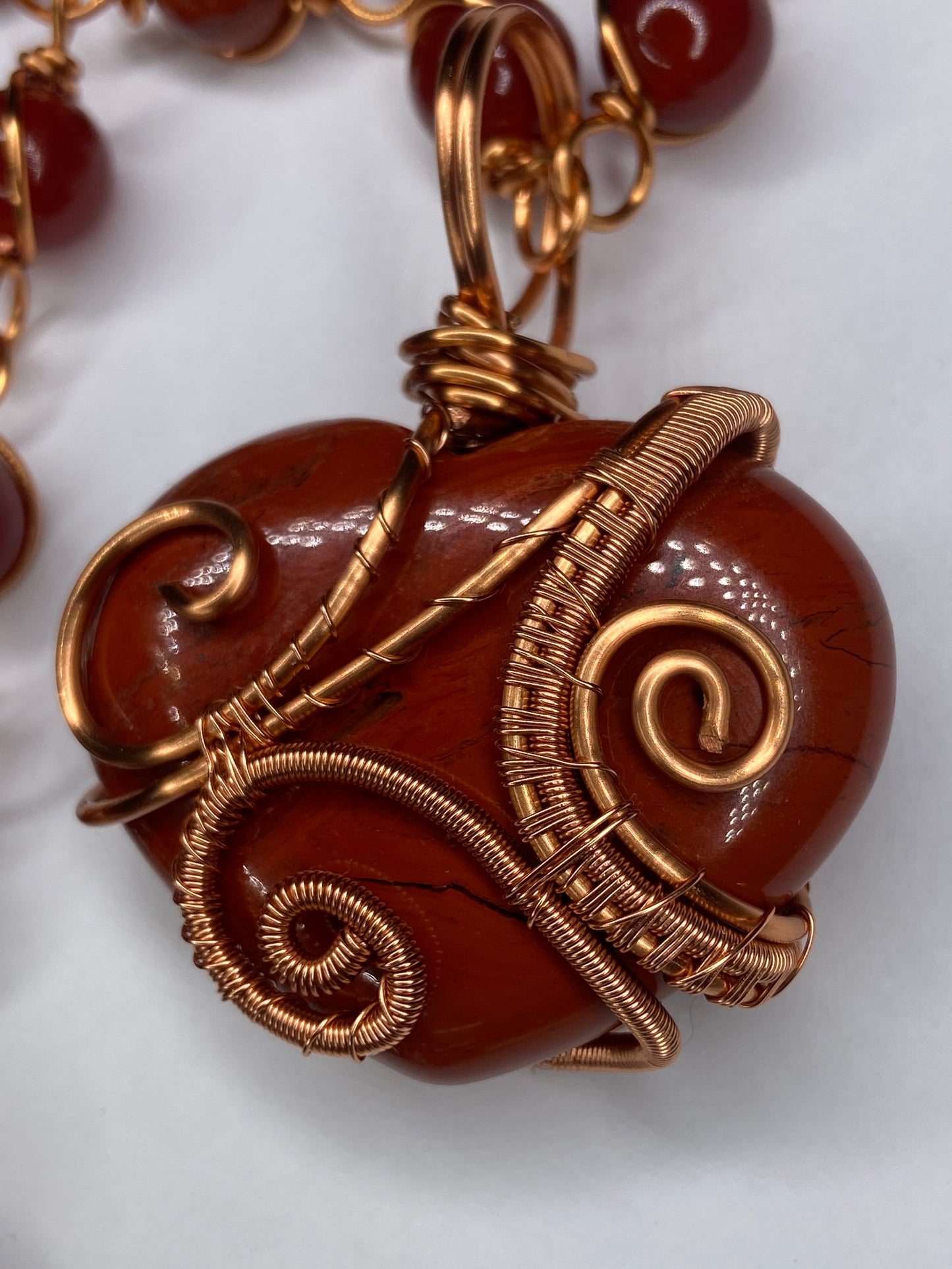 Luxury Red Jasper Heart/Carnelian Necklace Masterpiece Pendant