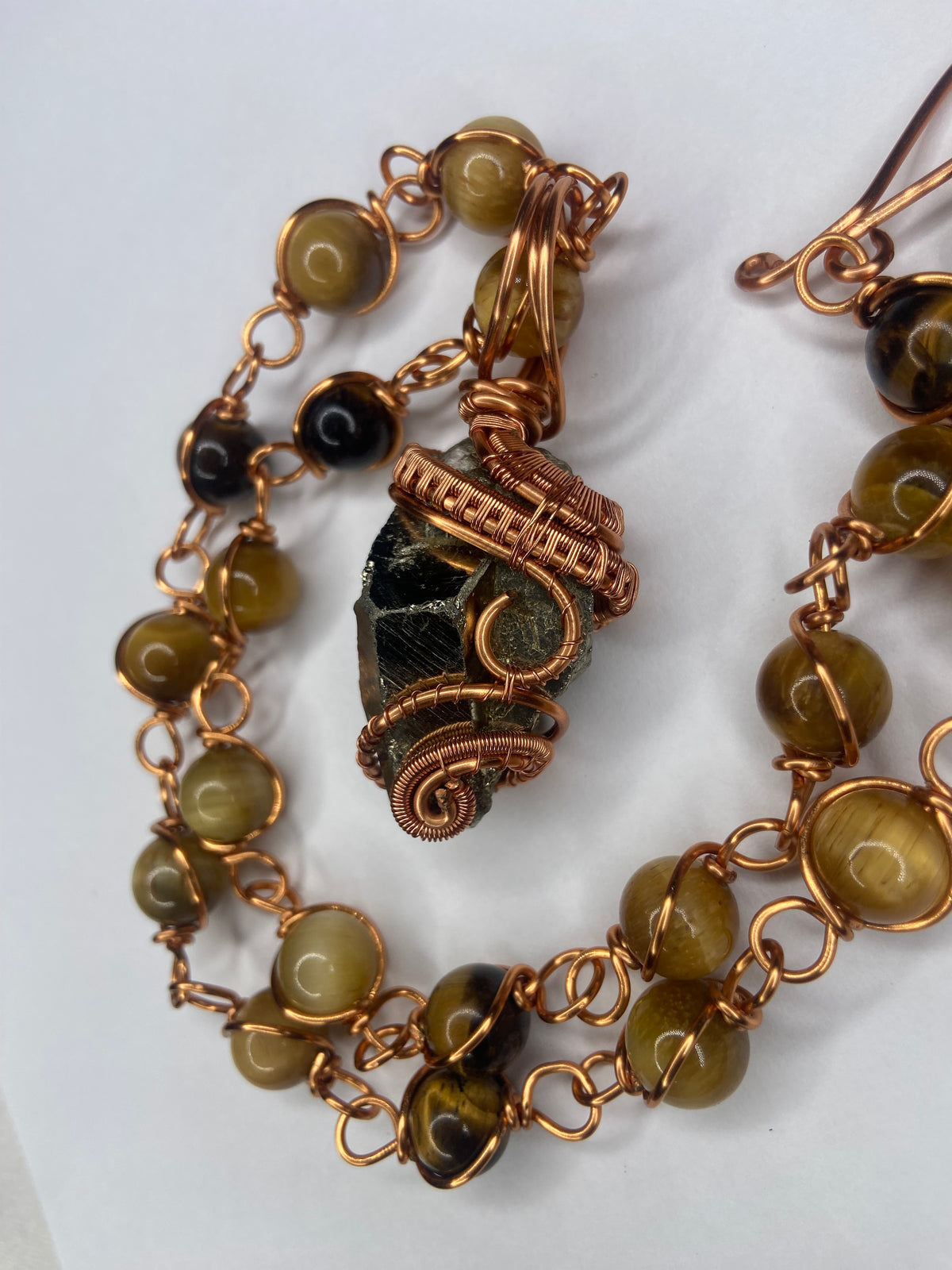 Luxury Pyrite /Yellow Jade & Tigers Eye Masterpiece Pendant